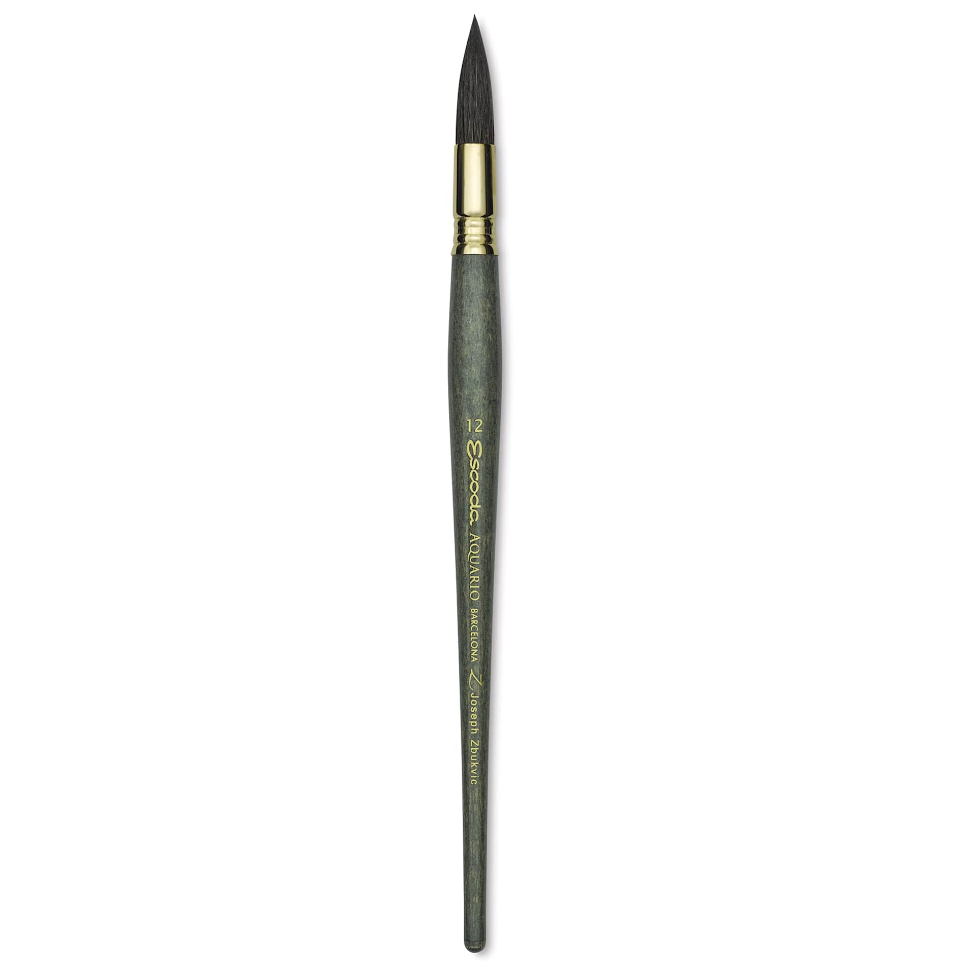 Escoda Aquario Gold Squirrel Mop Brush - Round Mop, Size 12, Short Handle (full length)