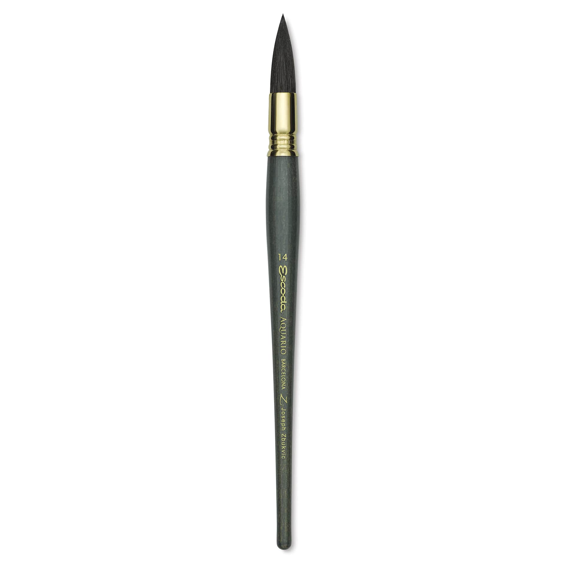 Escoda Aquario Gold Squirrel Mop Brush - Round Mop, Size 14, Short Handle (full length)
