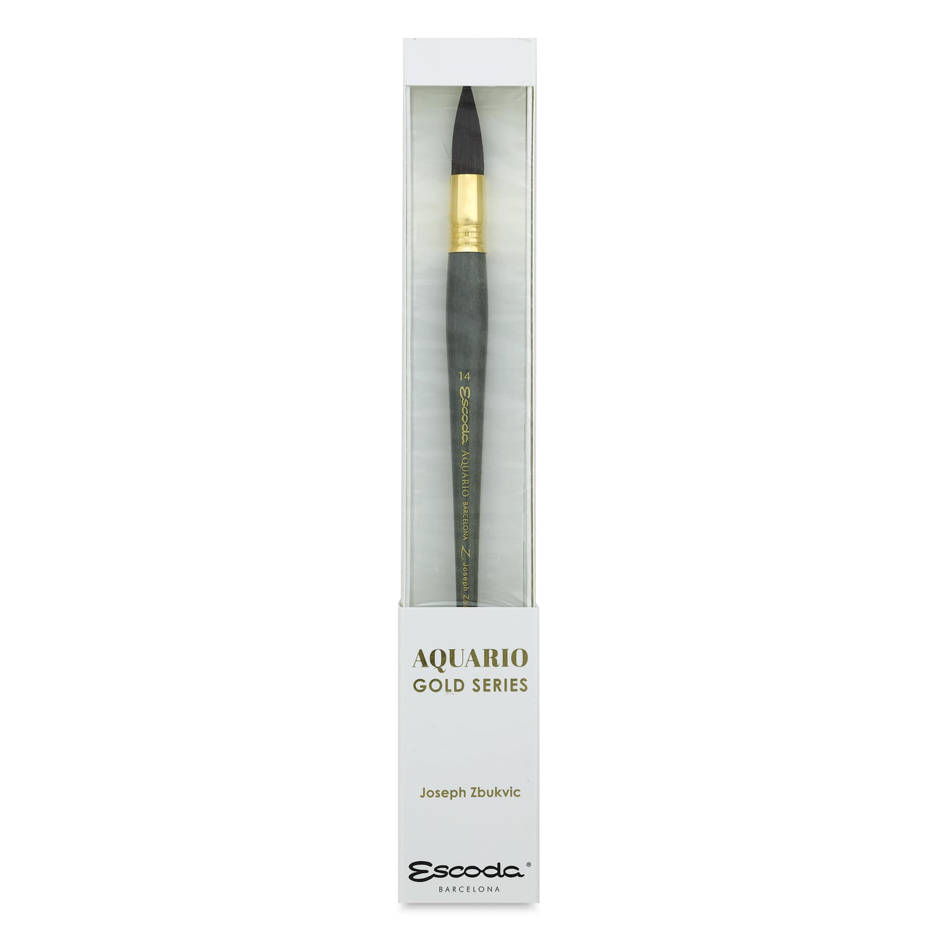 Escoda Aquario Gold Squirrel Mop Brush - Round Mop, Size 14, Short Handle (in package)