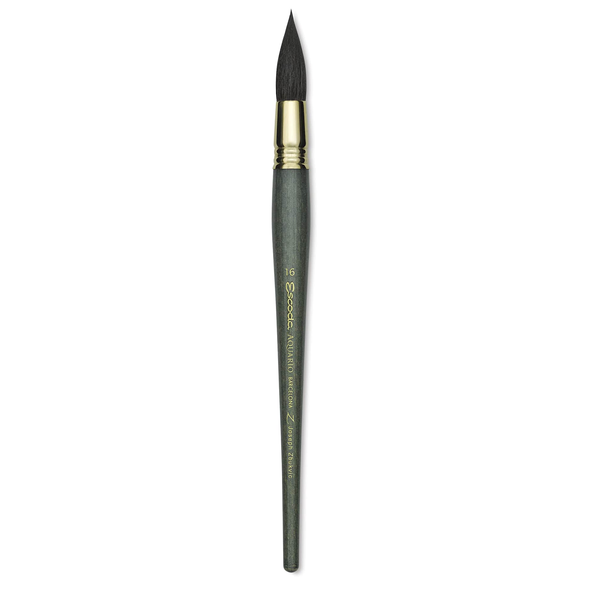 Escoda Aquario Gold Squirrel Mop Brush - Round Mop, Size 16, Short Handle (full length)