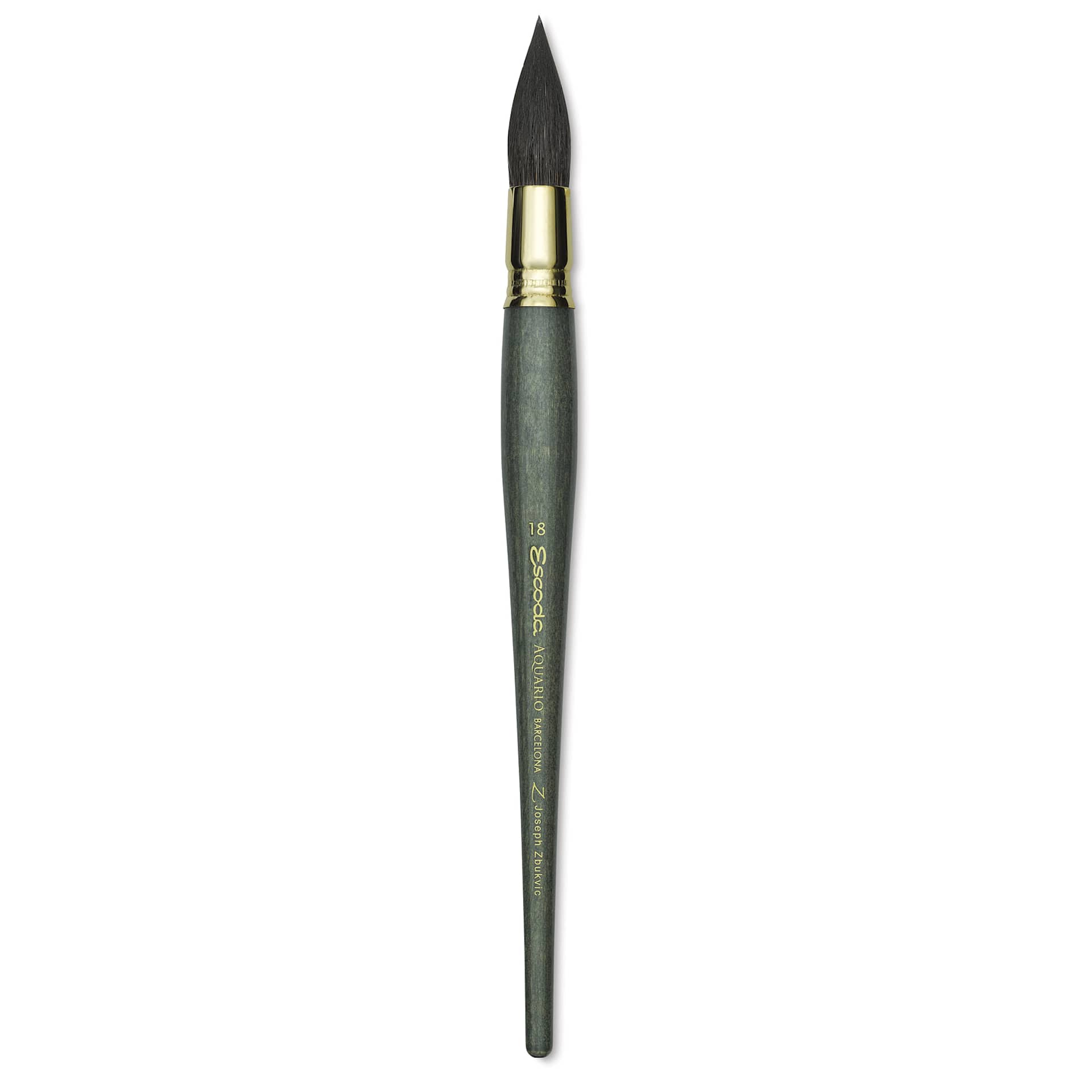 Escoda Aquario Gold Squirrel Mop Brush - Round Mop, Size 18, Short Handle (full length)