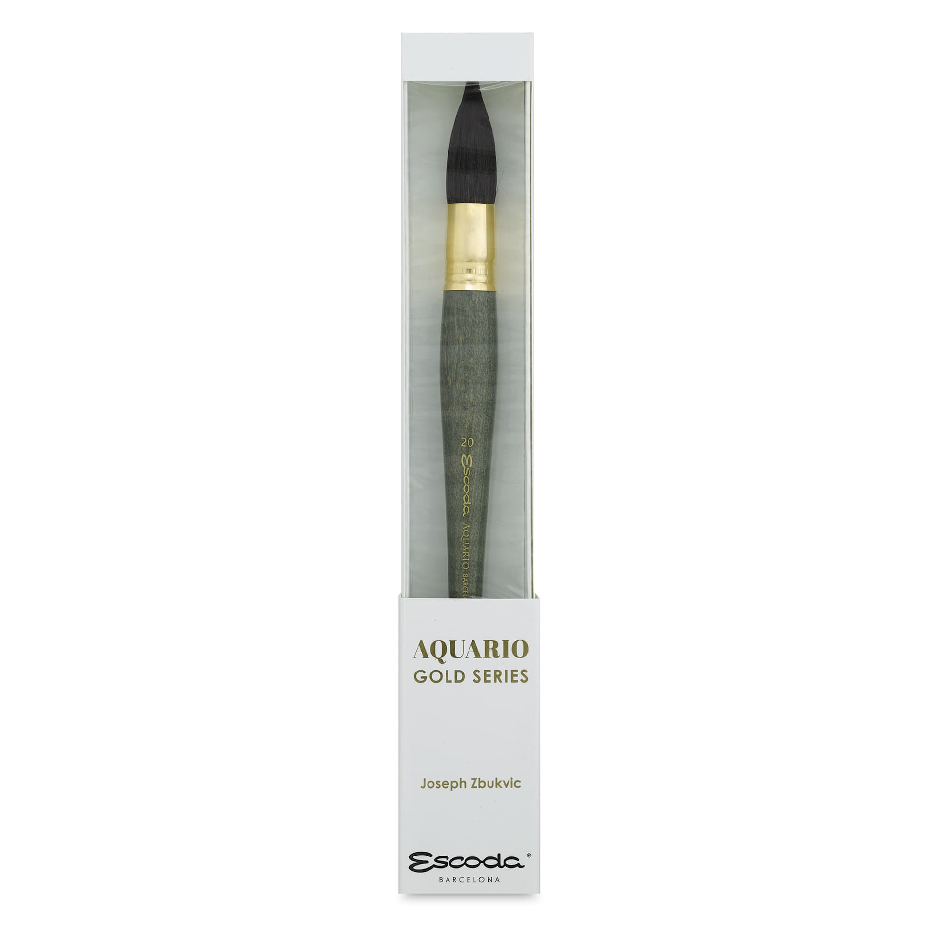 Escoda Aquario Gold Squirrel Mop Brush - Round Mop, Size 20, Short Handle (in package)