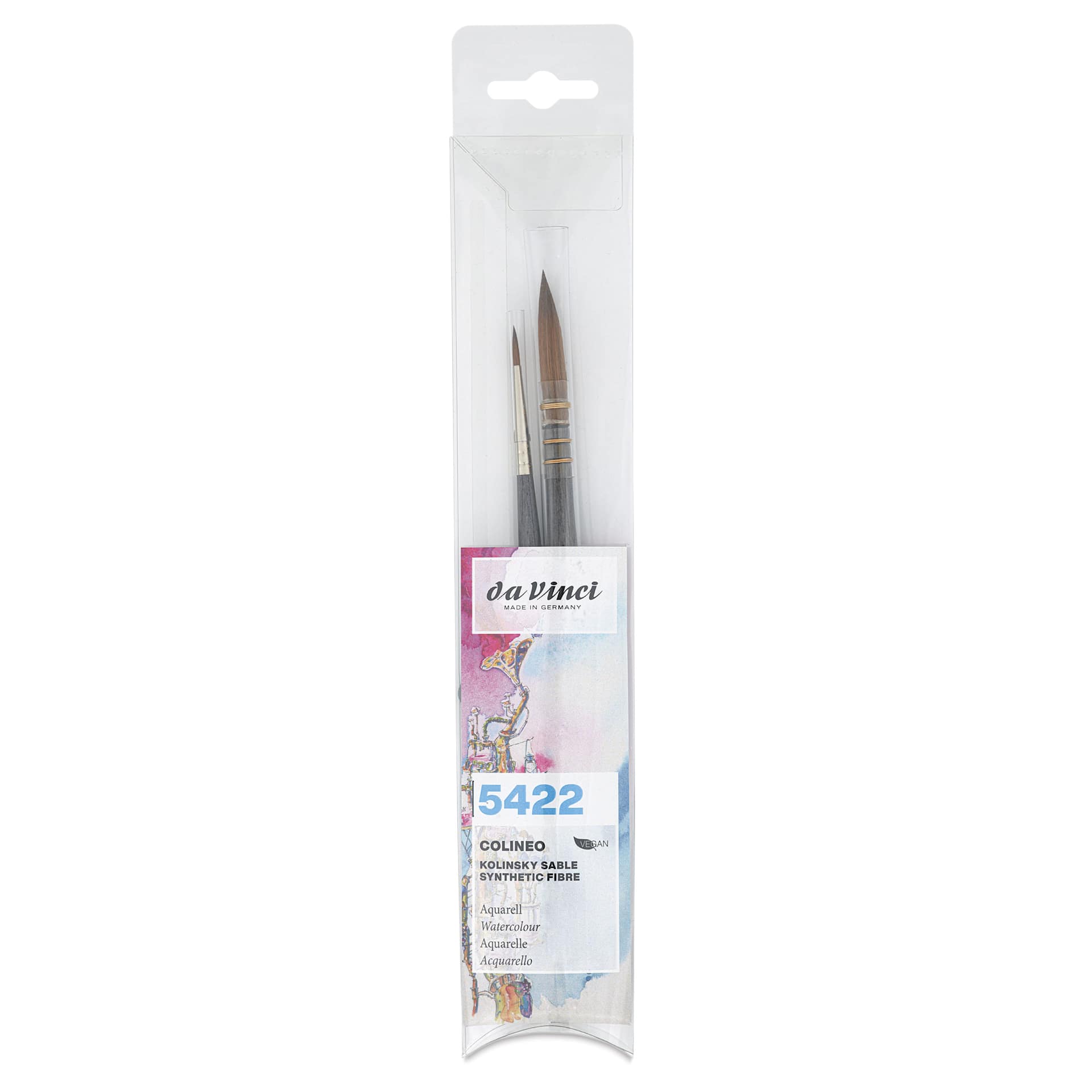 Da Vinci Colineo Synthetic Kolinsky Sable Brushes - Set of 2, Short Handle, Set 5422, in pack
