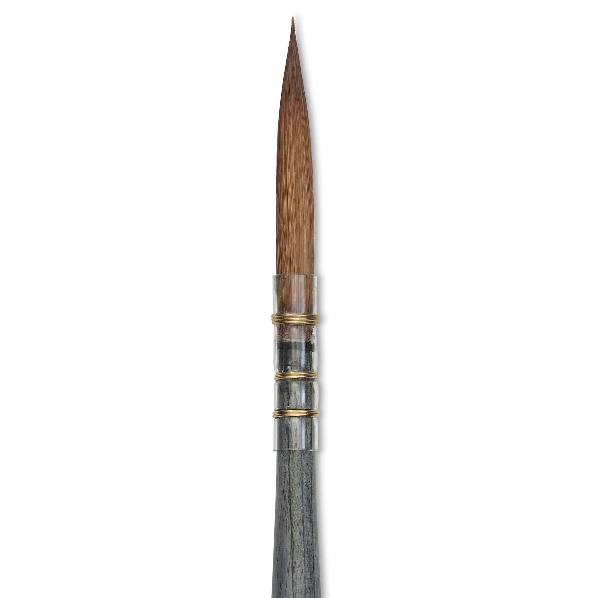 Da Vinci Colineo Synthetic Kolinsky Sable Brush - Round Quill, Size 0, Short Handle, close-up