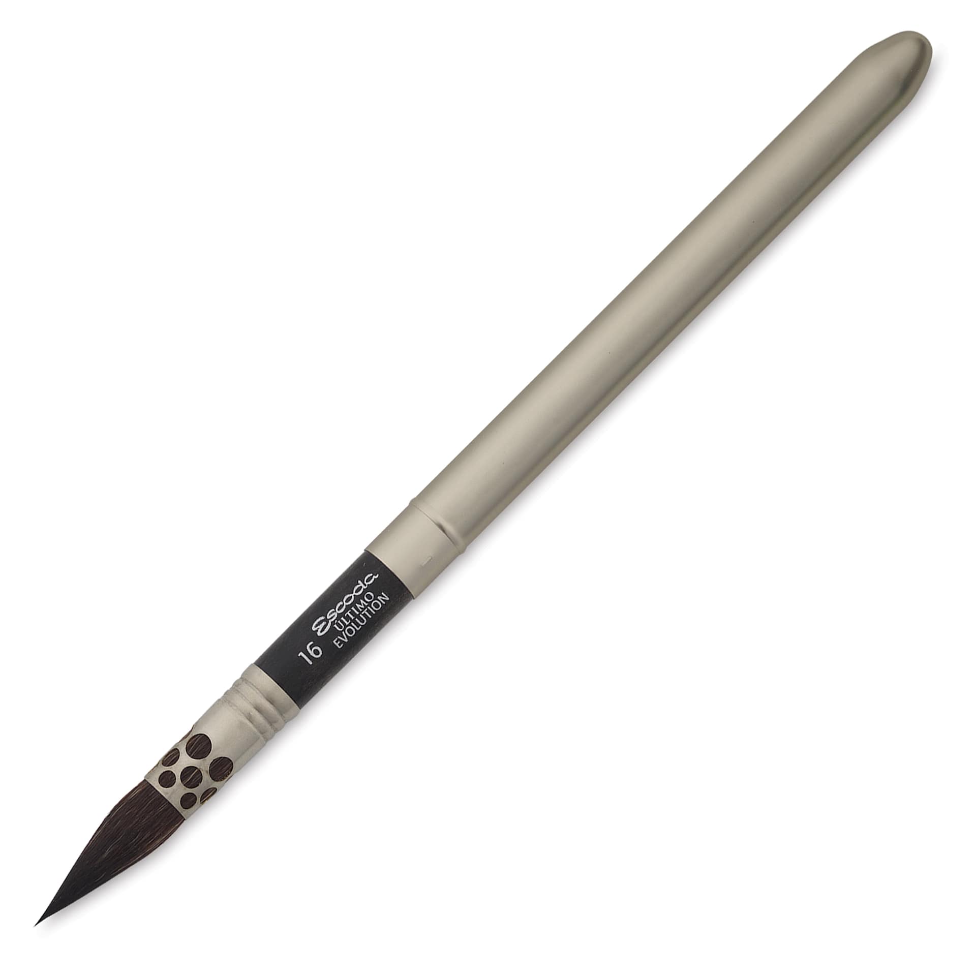 Escoda Último Evolution Synthetic Squirrel Travel Mop Brush, top inserted inside of handle