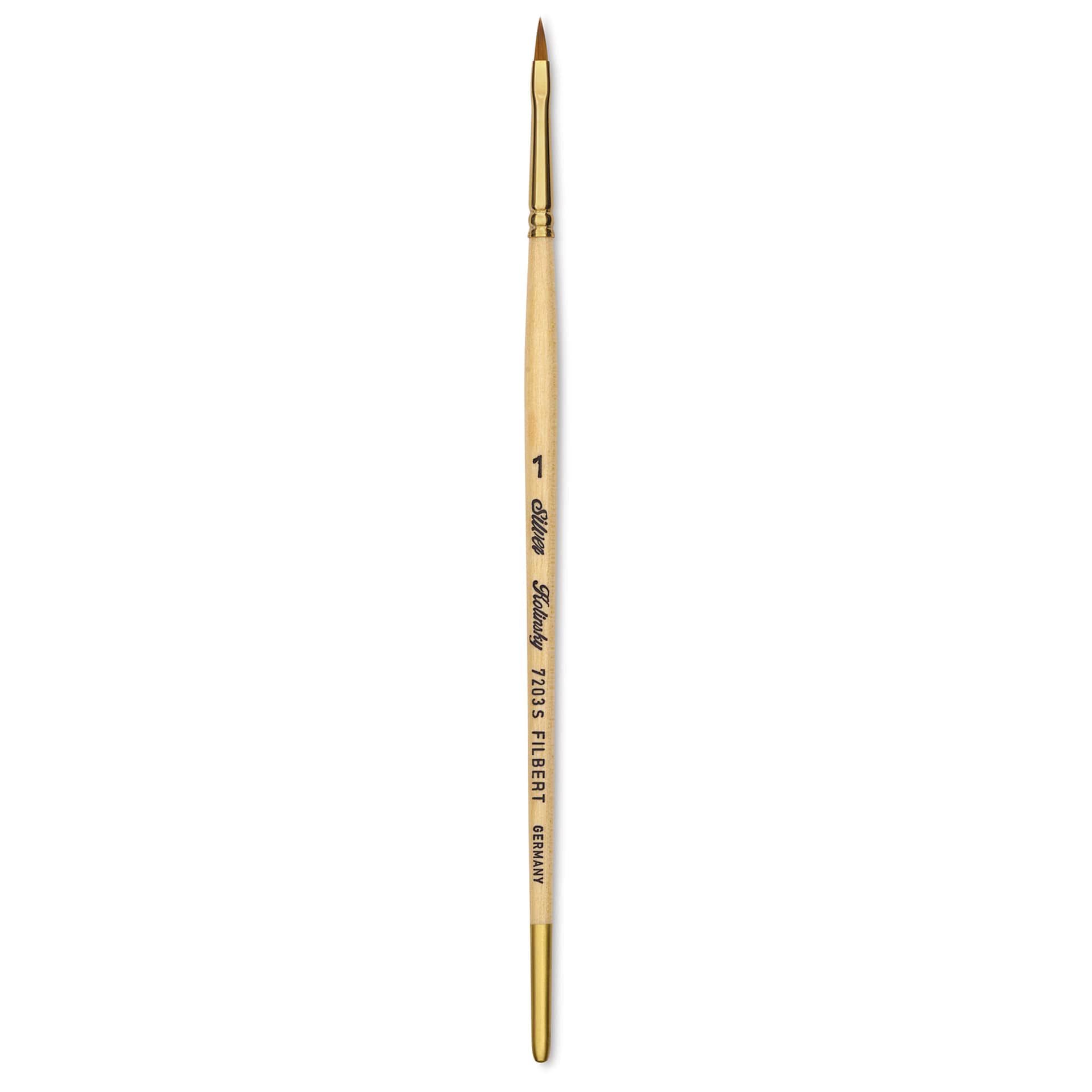 Silver Brush Silver Kolinsky Red Sable Brush - Short Handle, Pointed Filbert, Size 1