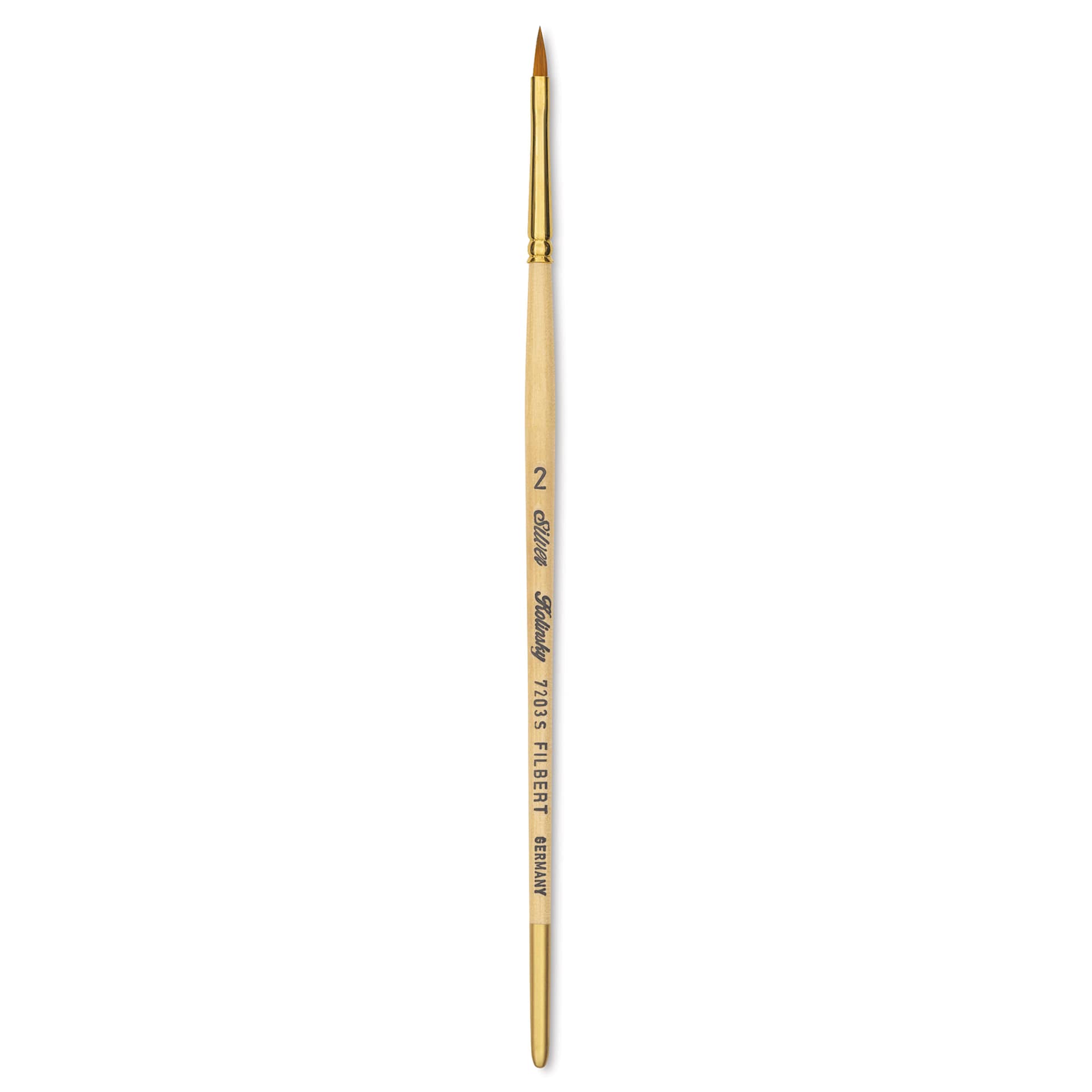 Silver Brush Silver Kolinsky Red Sable Brush - Short Handle, Pointed Filbert, Size 2