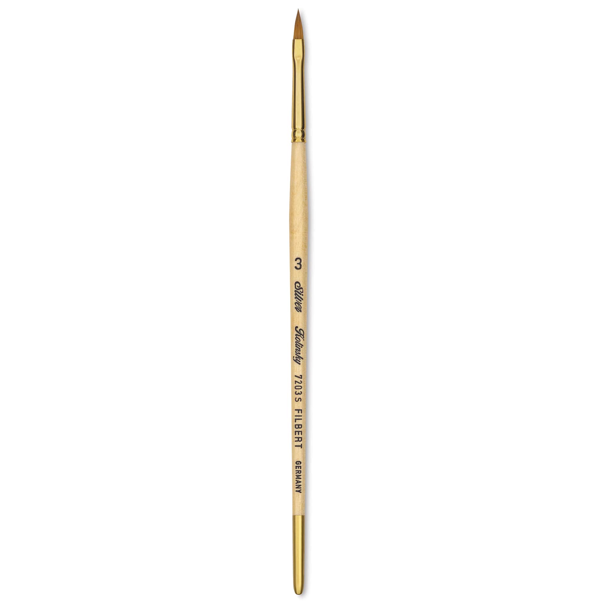 Silver Brush Silver Kolinsky Red Sable Brush - Short Handle, Pointed Filbert, Size 3