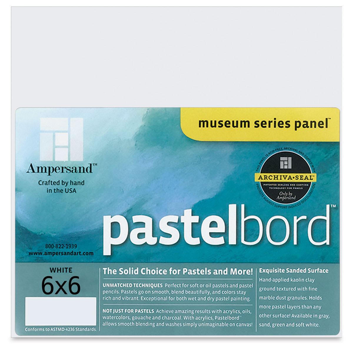 Ampersand Pastelbord Panel - 6" x 6", 1/8" Profile, White