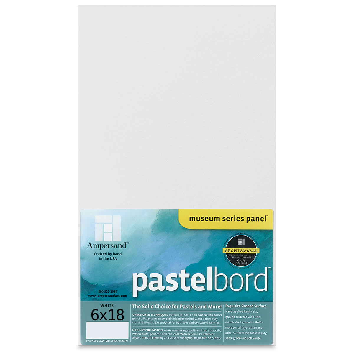 Ampersand Pastelbord Panel - 6" x 18", 1/8" Profile, White