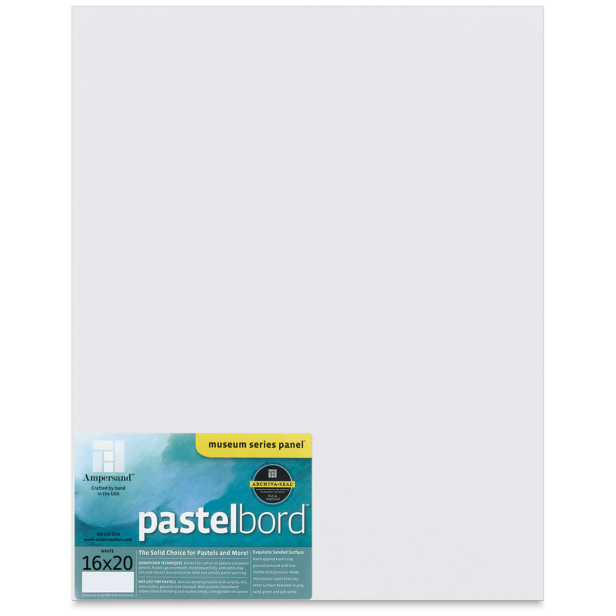 Ampersand Pastelbord Panel - 16" x 20", 1/8" Profile, White