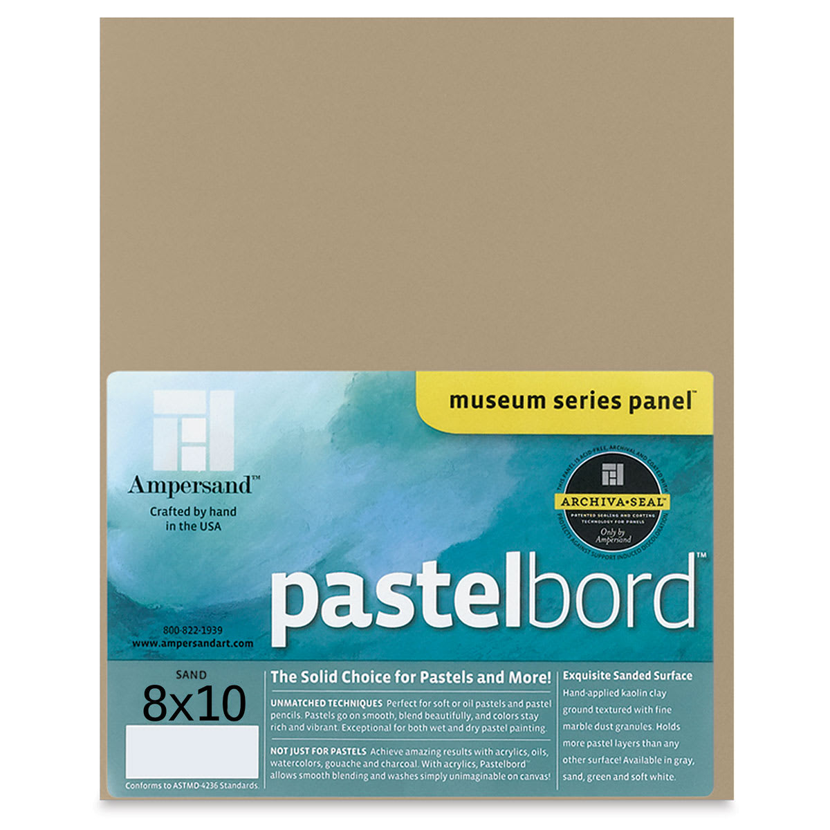 Ampersand Pastelbord Panel - 8" x 10", 1/8" Profile, Sand