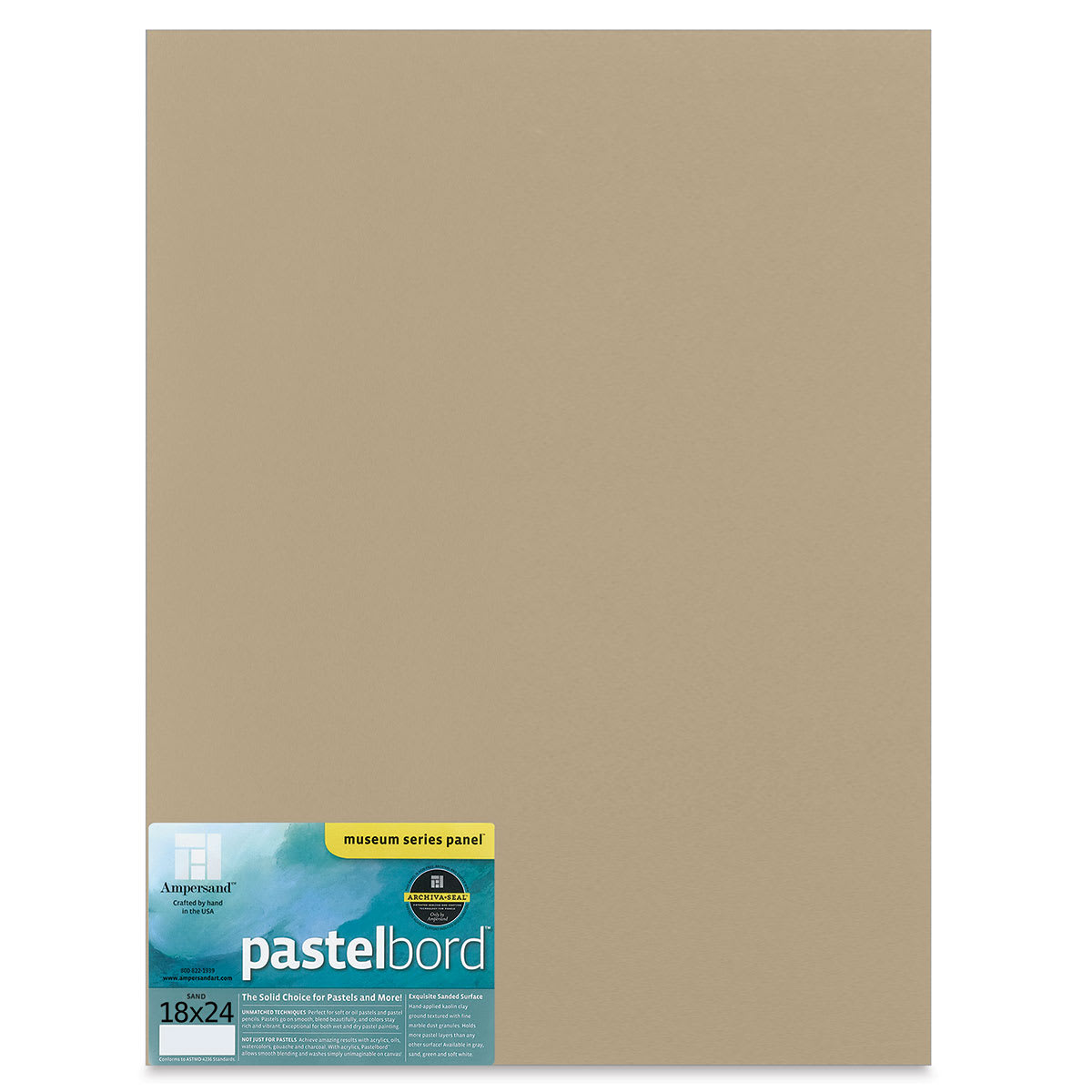 Ampersand Pastelbord Panel - 18" x 24", 1/8" Profile, Sand