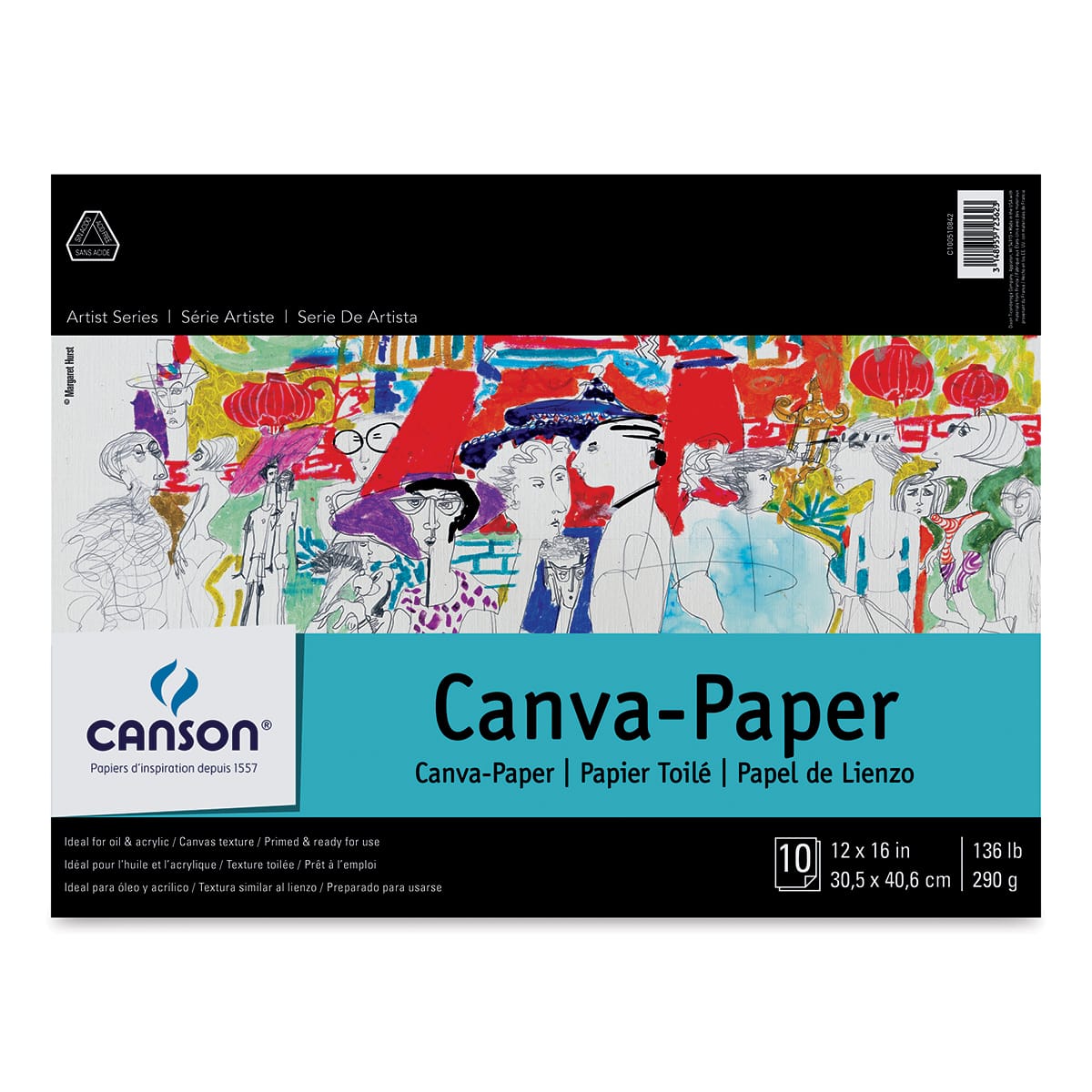 Canson Foundation Canva-Paper Pad - 12" x 16", White, 10 sheets