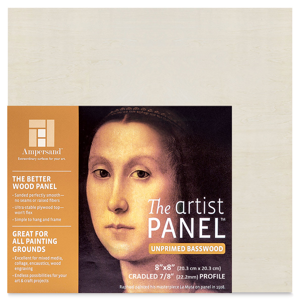 Ampersand Value Series Artist Wood Panel - 8" x 8", 7/8" Cradle