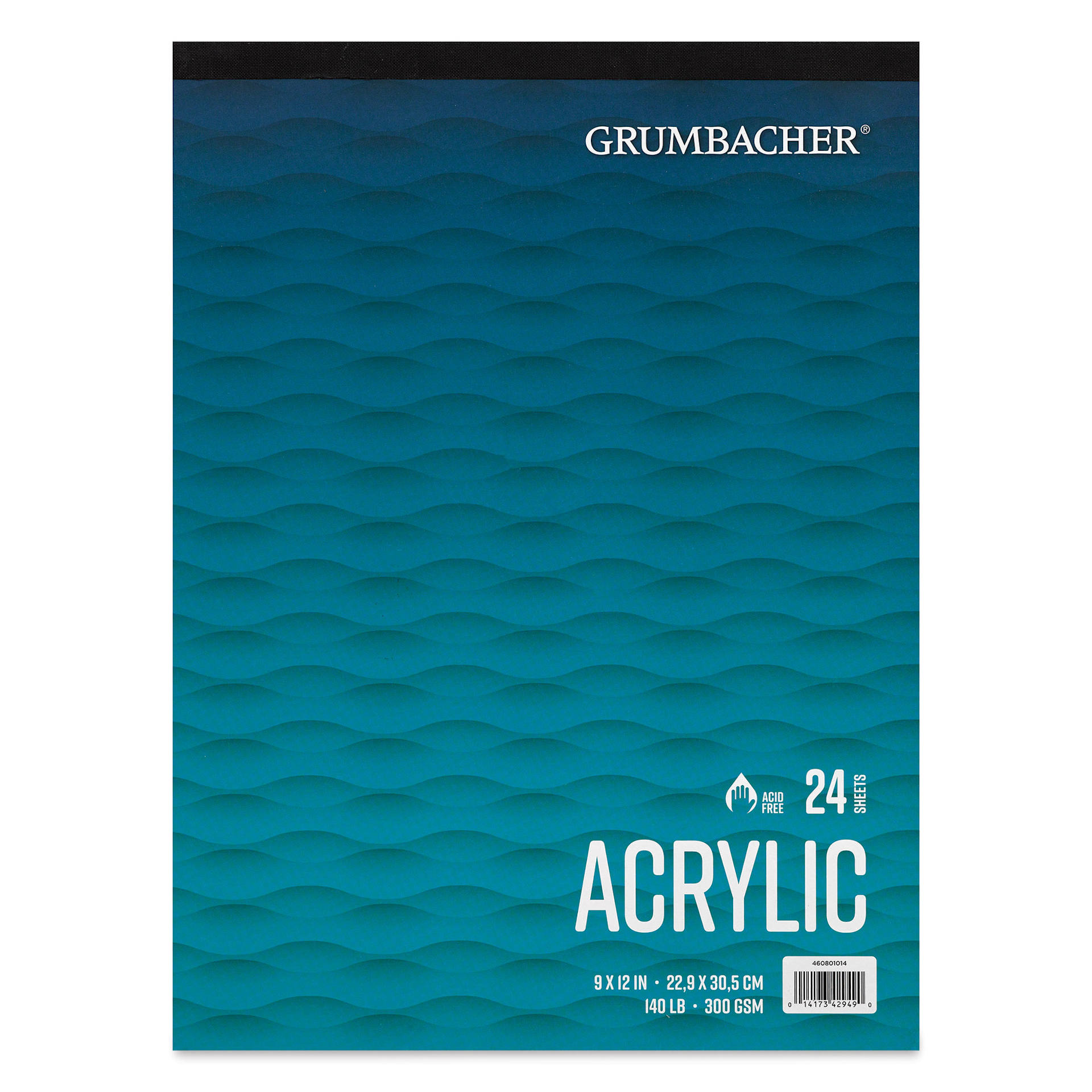 Grumbacher Acrylic Tapebound Pad - 9" x 12", 24 Sheets, 140 lb front of pad