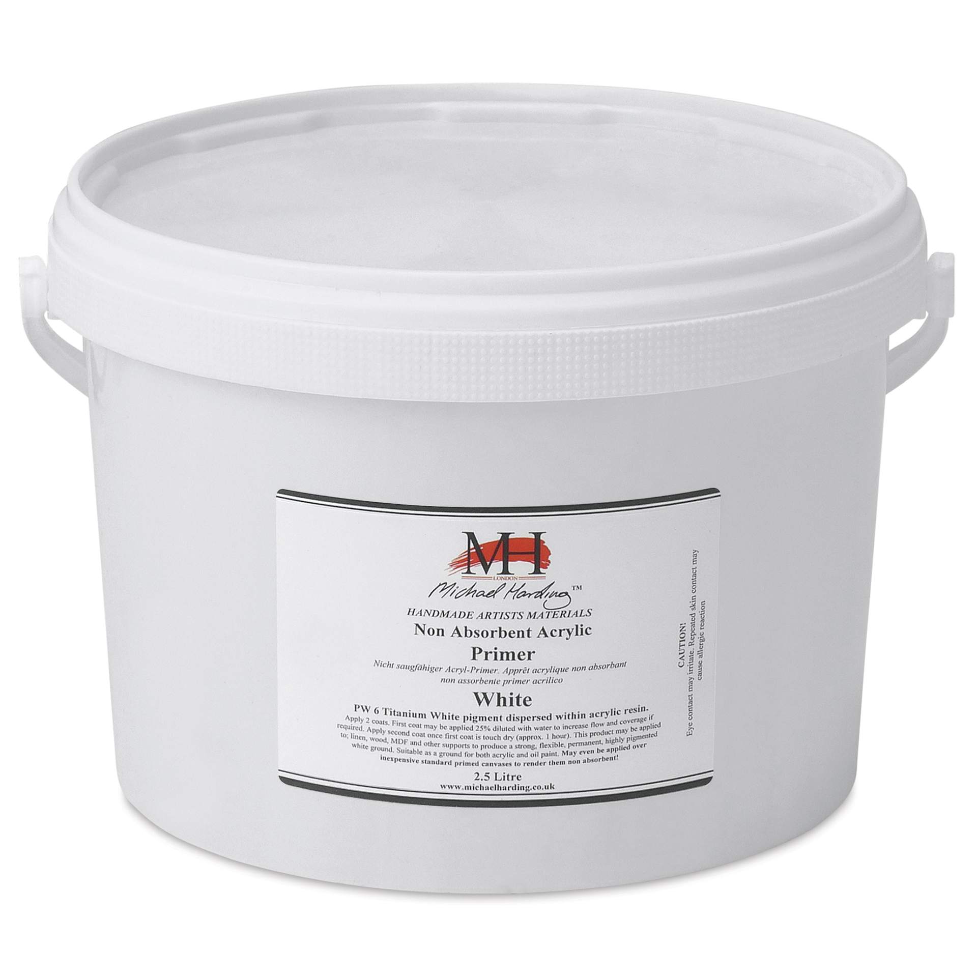 Michael Harding Non-Absorbent Acrylic Primer - White, 2.5 Liter, Bucket - front