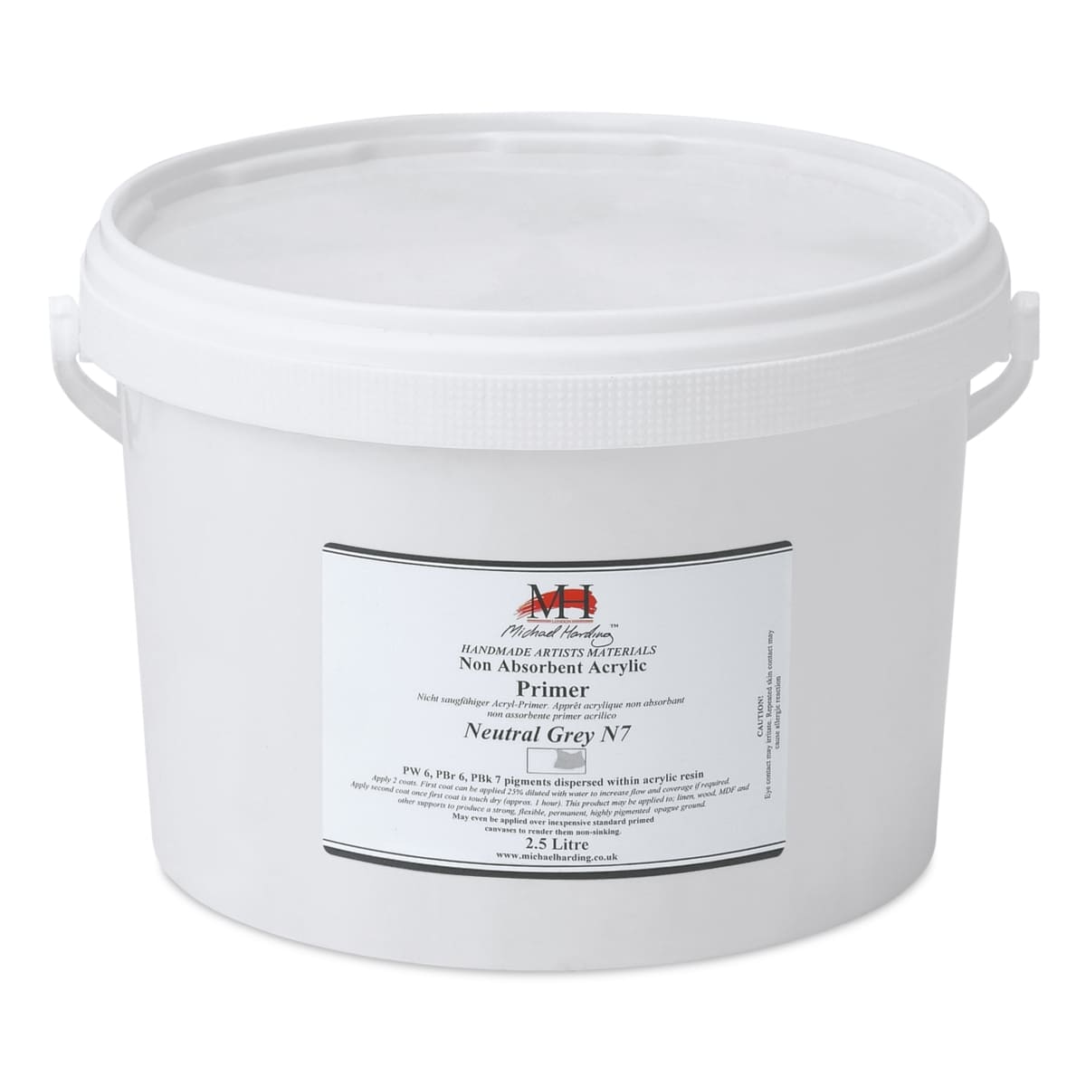 Michael Harding Non-Absorbent Acrylic Primer - Neutral Grey, 2.5 Liter, Bucket - front