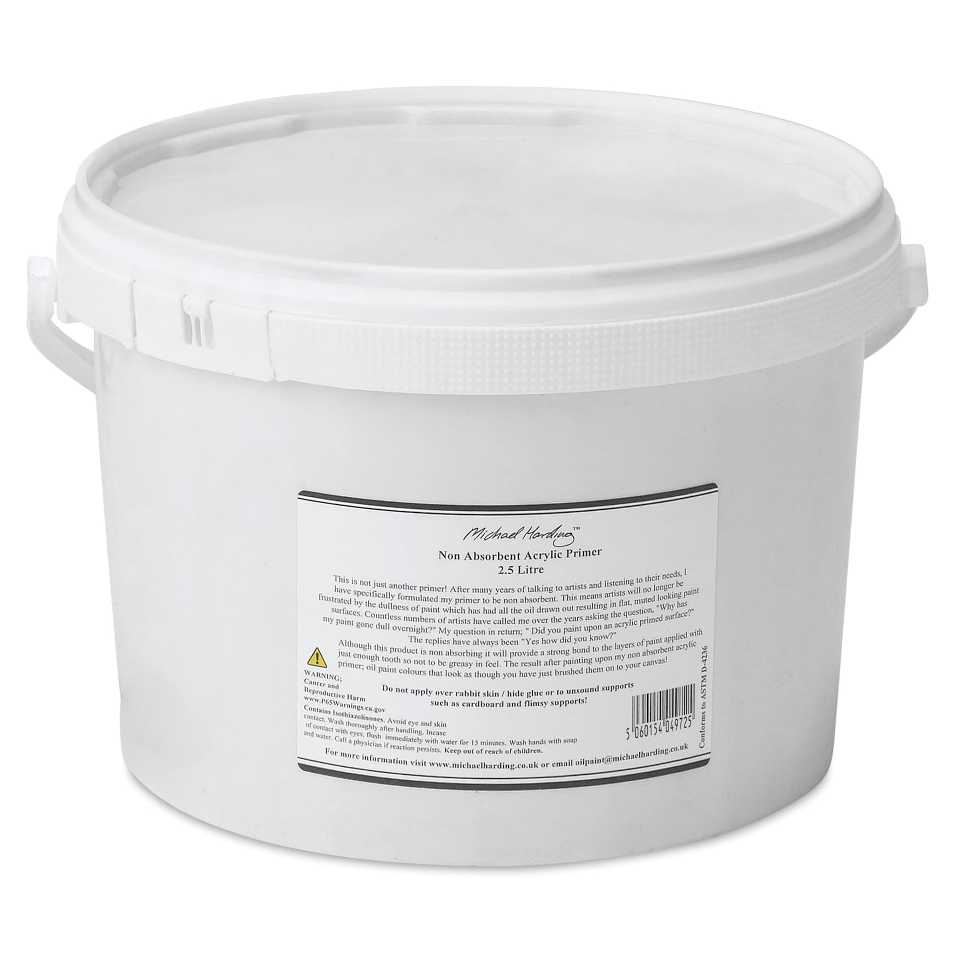 Michael Harding Non-Absorbent Acrylic Primer - Pozzuoli Red Earth (Semi-Transparent), 2.5 Liter, Bucket - back