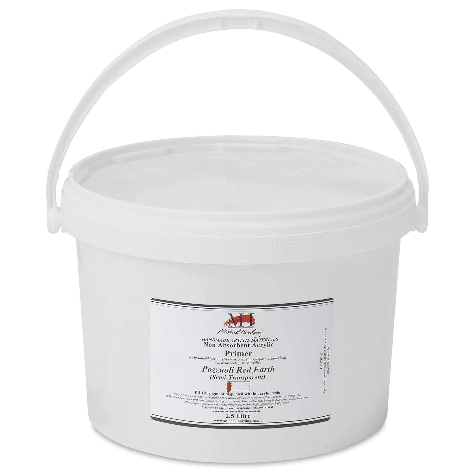 Michael Harding Non-Absorbent Acrylic Primer - Pozzuoli Red Earth (Semi-Transparent), 2.5 Liter, Bucket - handle raised
