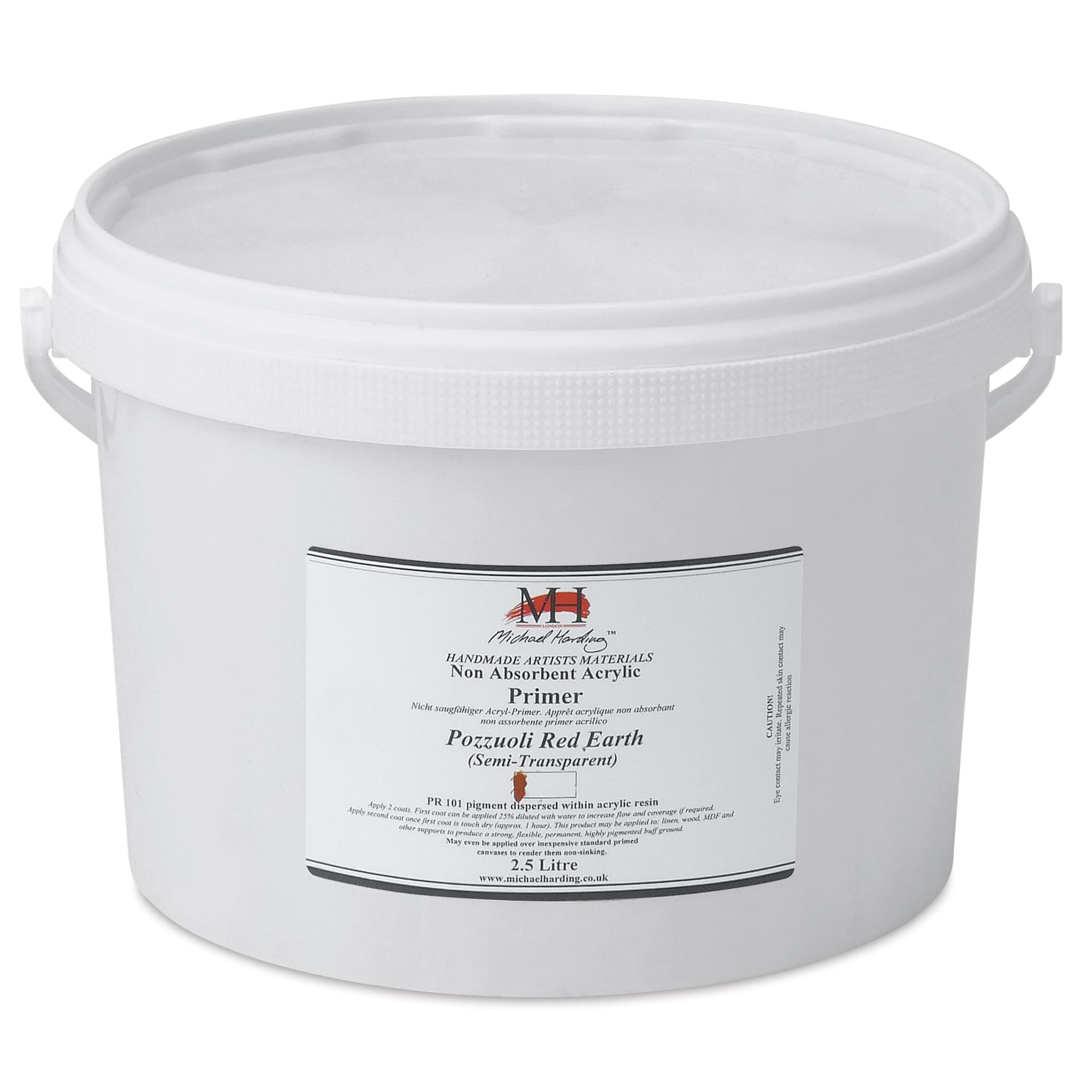 Michael Harding Non-Absorbent Acrylic Primer - Pozzuoli Red Earth (Semi-Transparent), 2.5 Liter, Bucket - front
