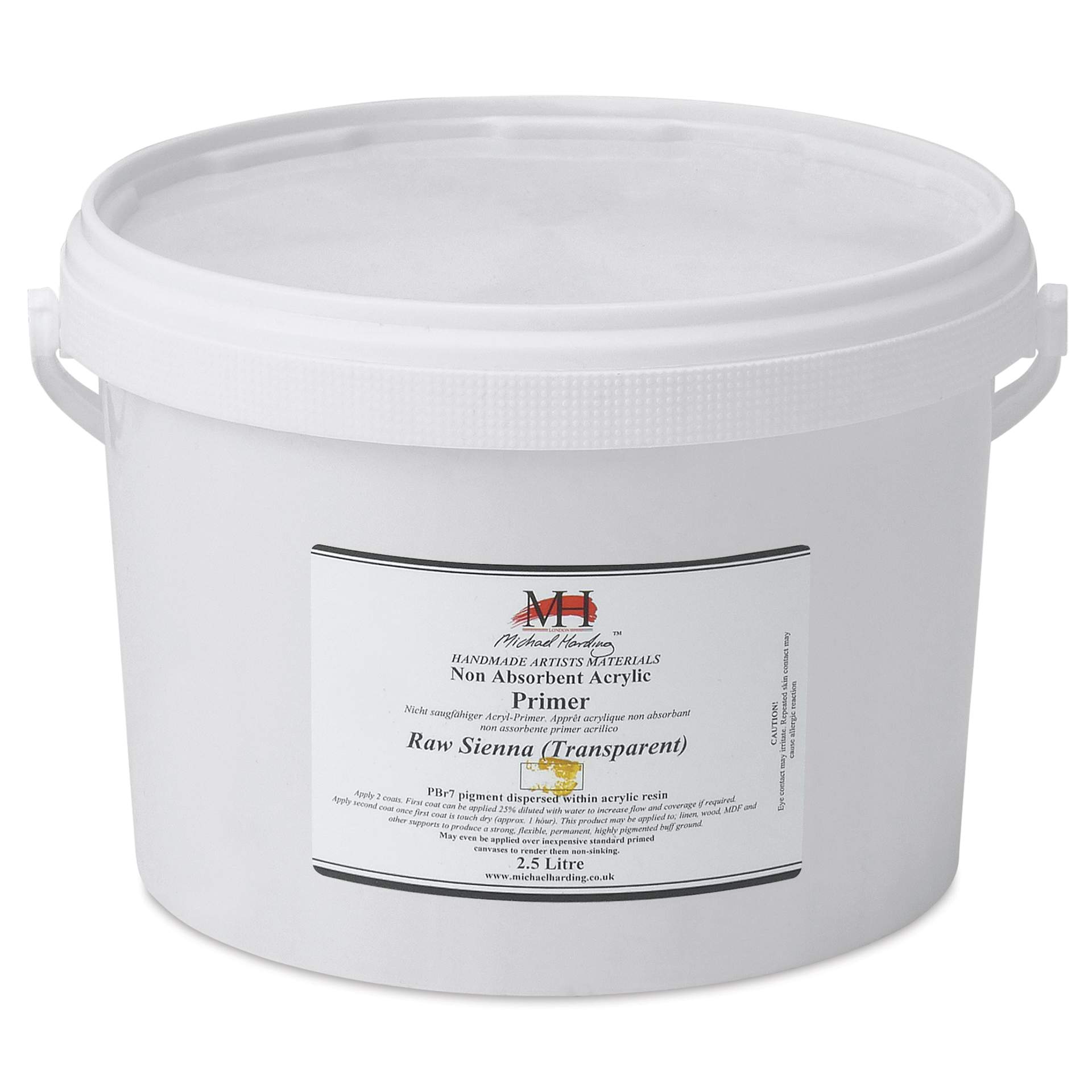 Michael Harding Non-Absorbent Acrylic Primer - Raw Sienna (Transparent), 2.5 Liter, Bucket - front