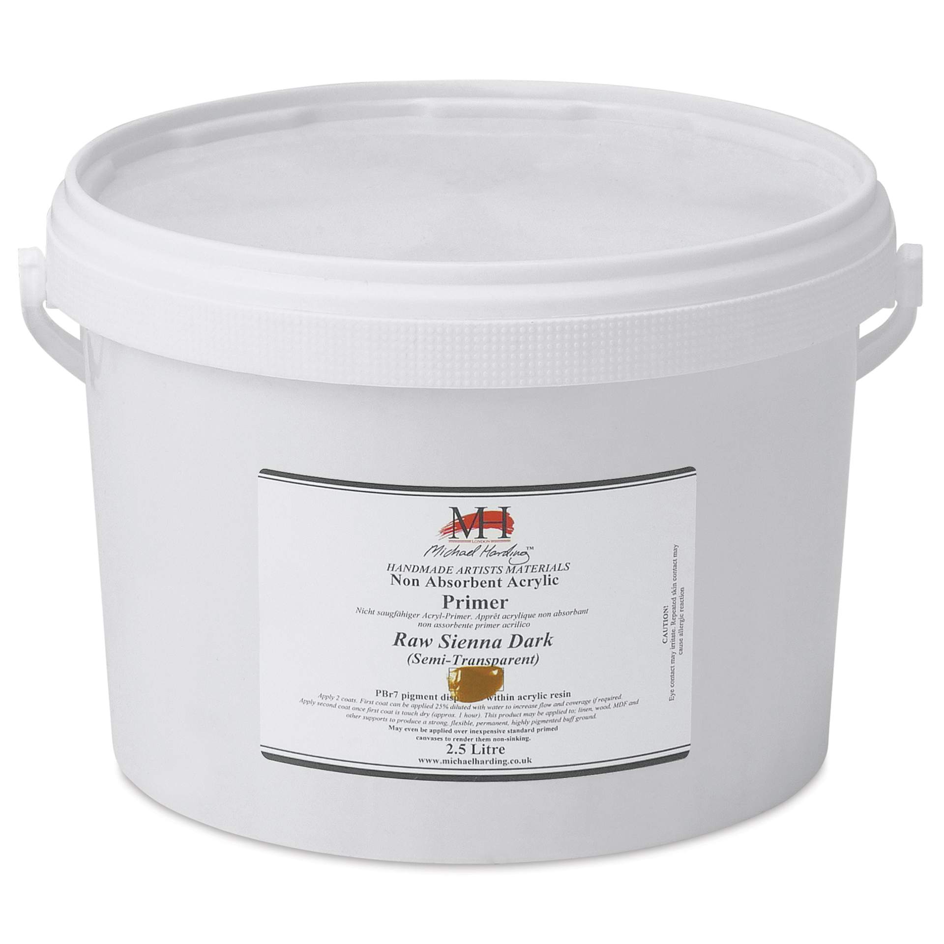 Michael Harding Non-Absorbent Acrylic Primer - Raw Sienna (Dark), 2.5 Liter, Bucket - front