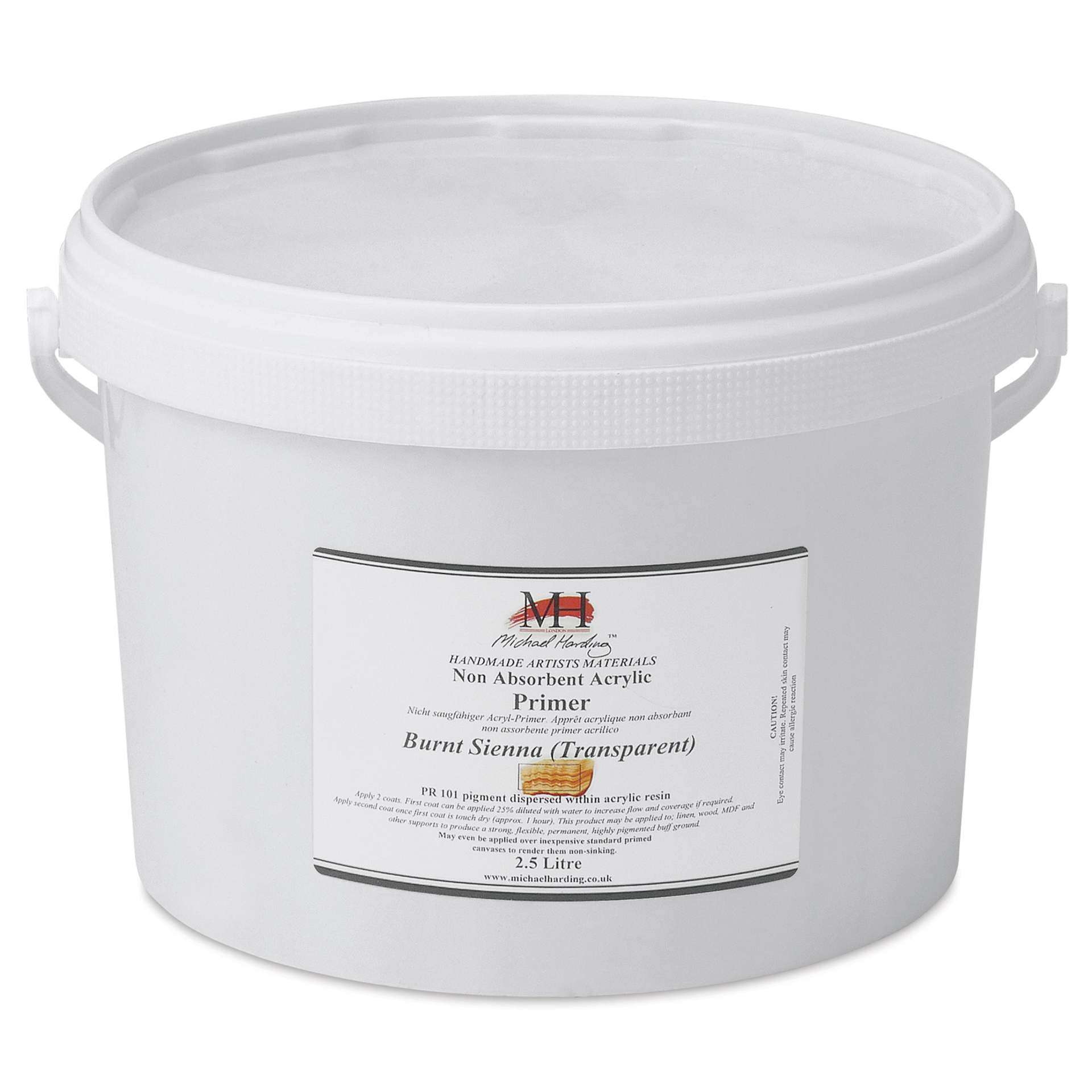Michael Harding Non-Absorbent Acrylic Primer - Burnt Sienna (Transparent), 2.5 Liter, Bucket - front