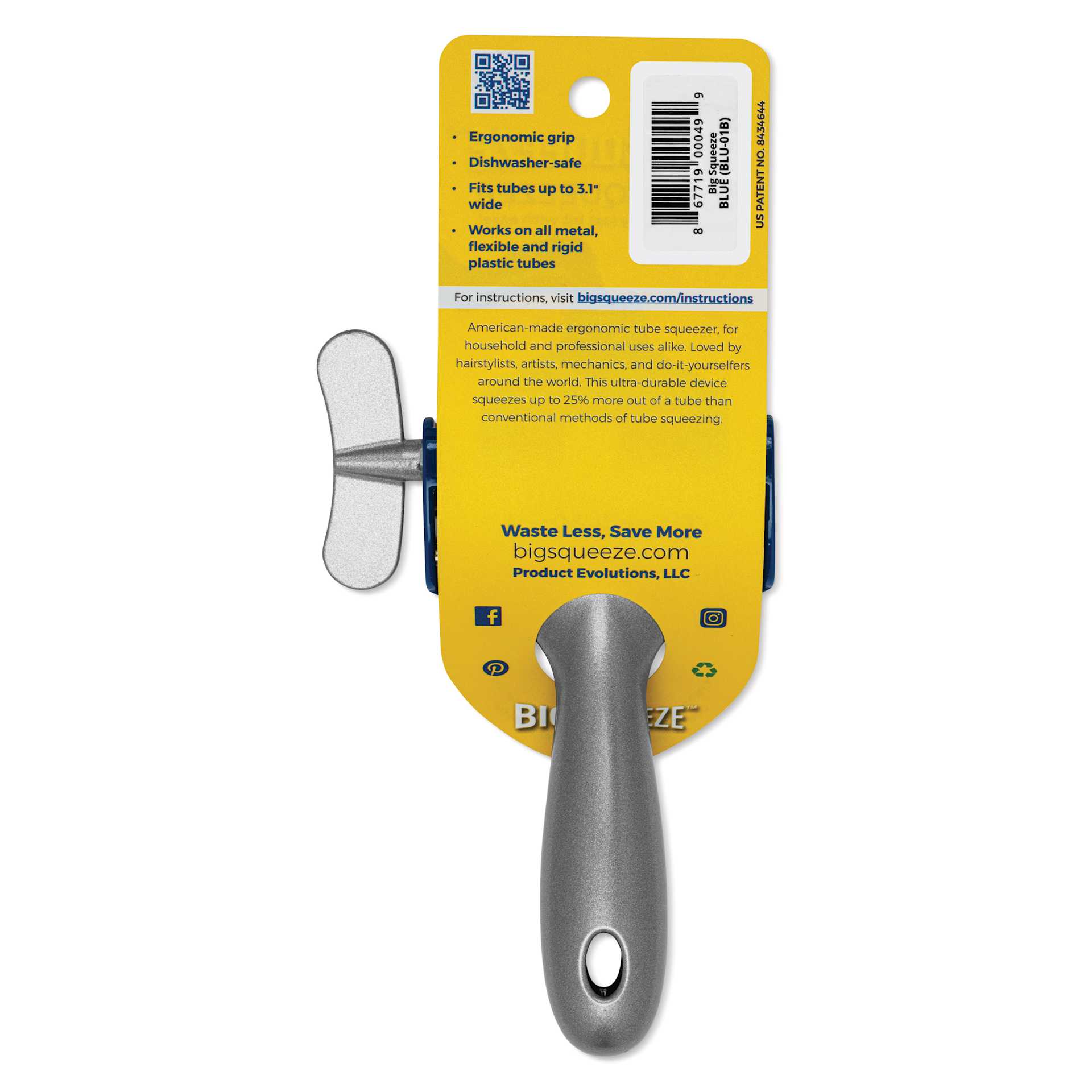 Tube Squeezer by Big Squeeze - Blue, back of packaging