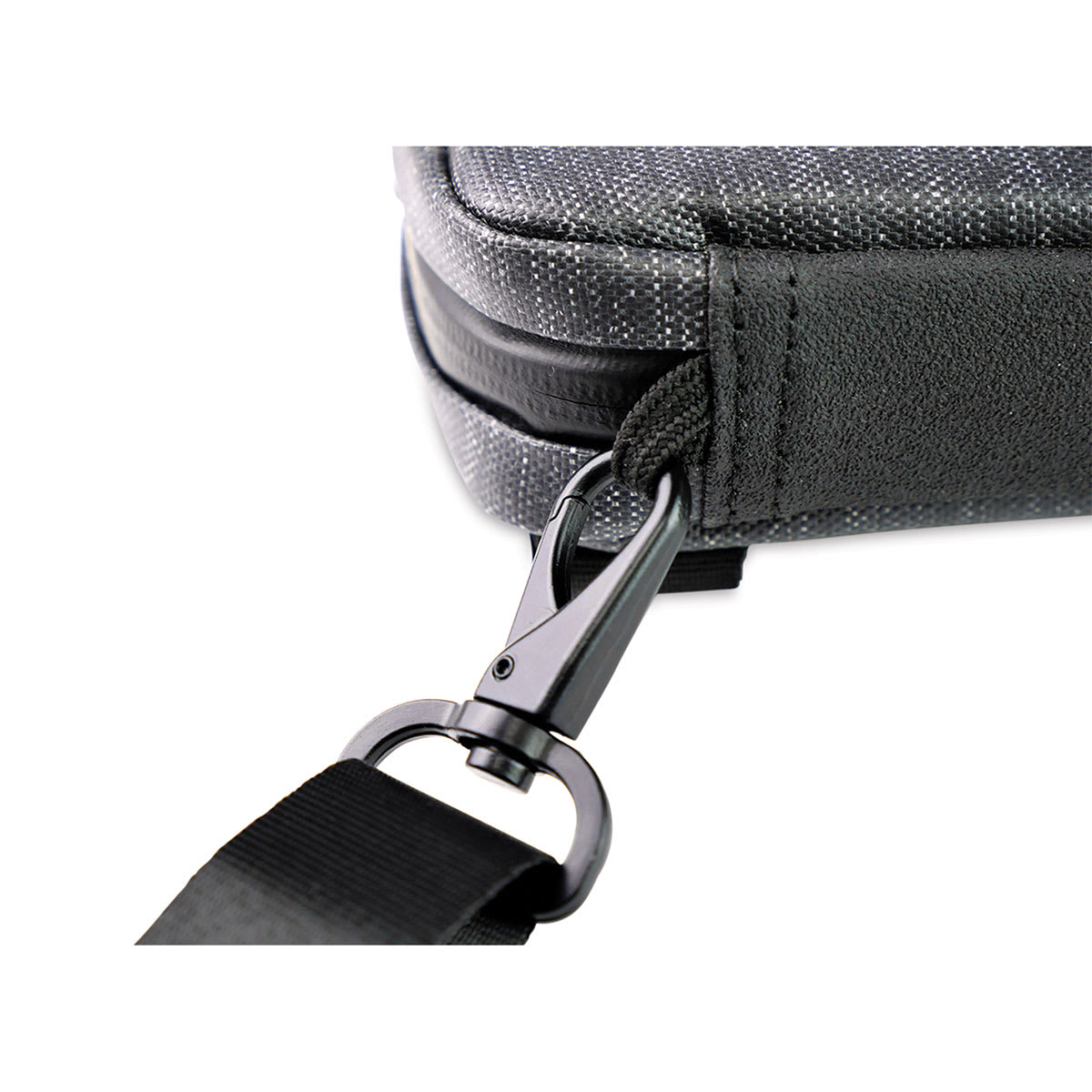 Etchr Slate Satchel (close-up of clasp holding strap)