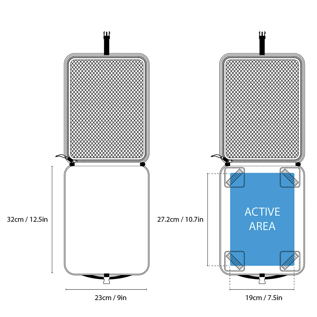 Etchr Slate Satchel - Mini (illustration with inside dimensions)