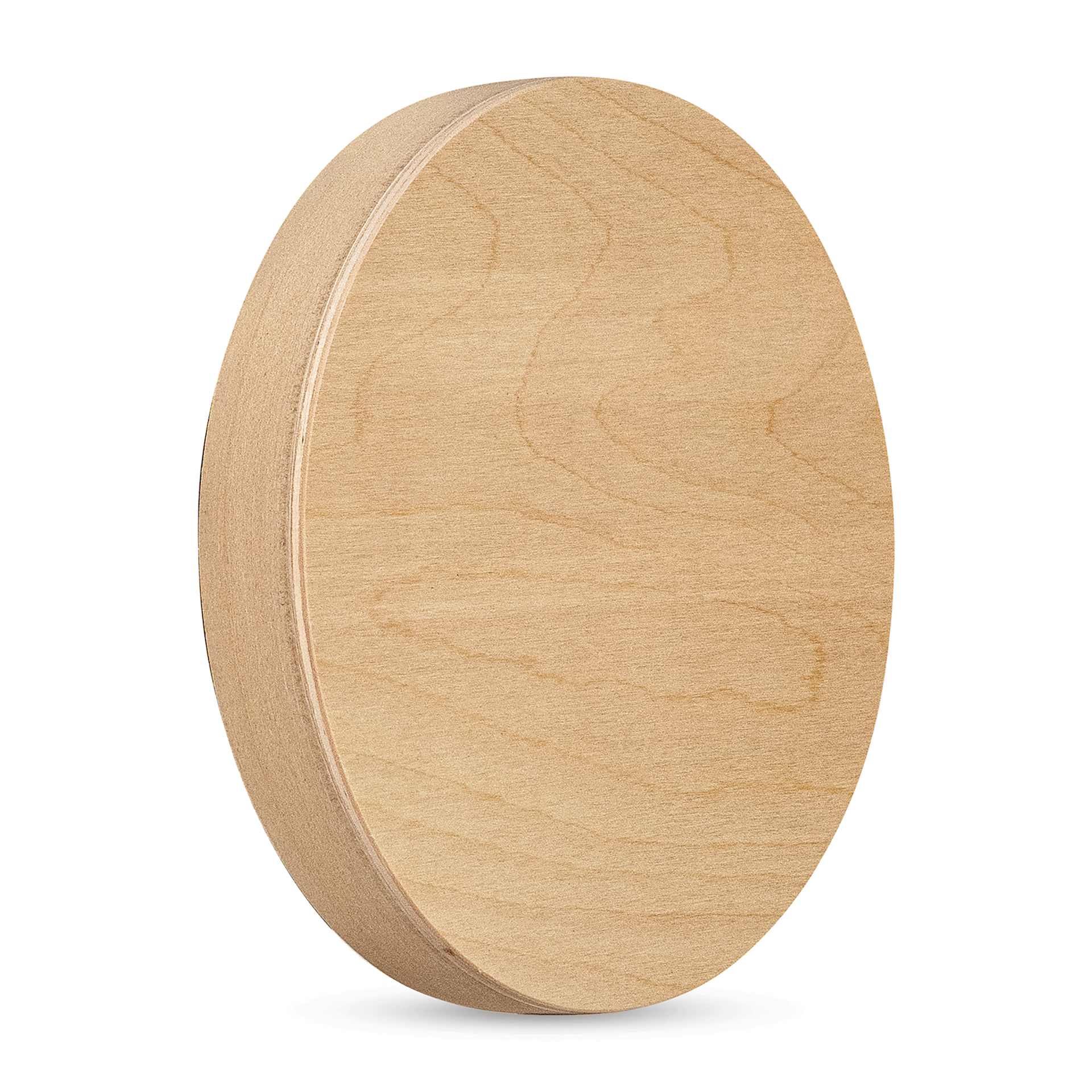 American Easel Cradled Round Birch Painting Panel - 6" Dia. x 7/8" D (Front, Angled view)