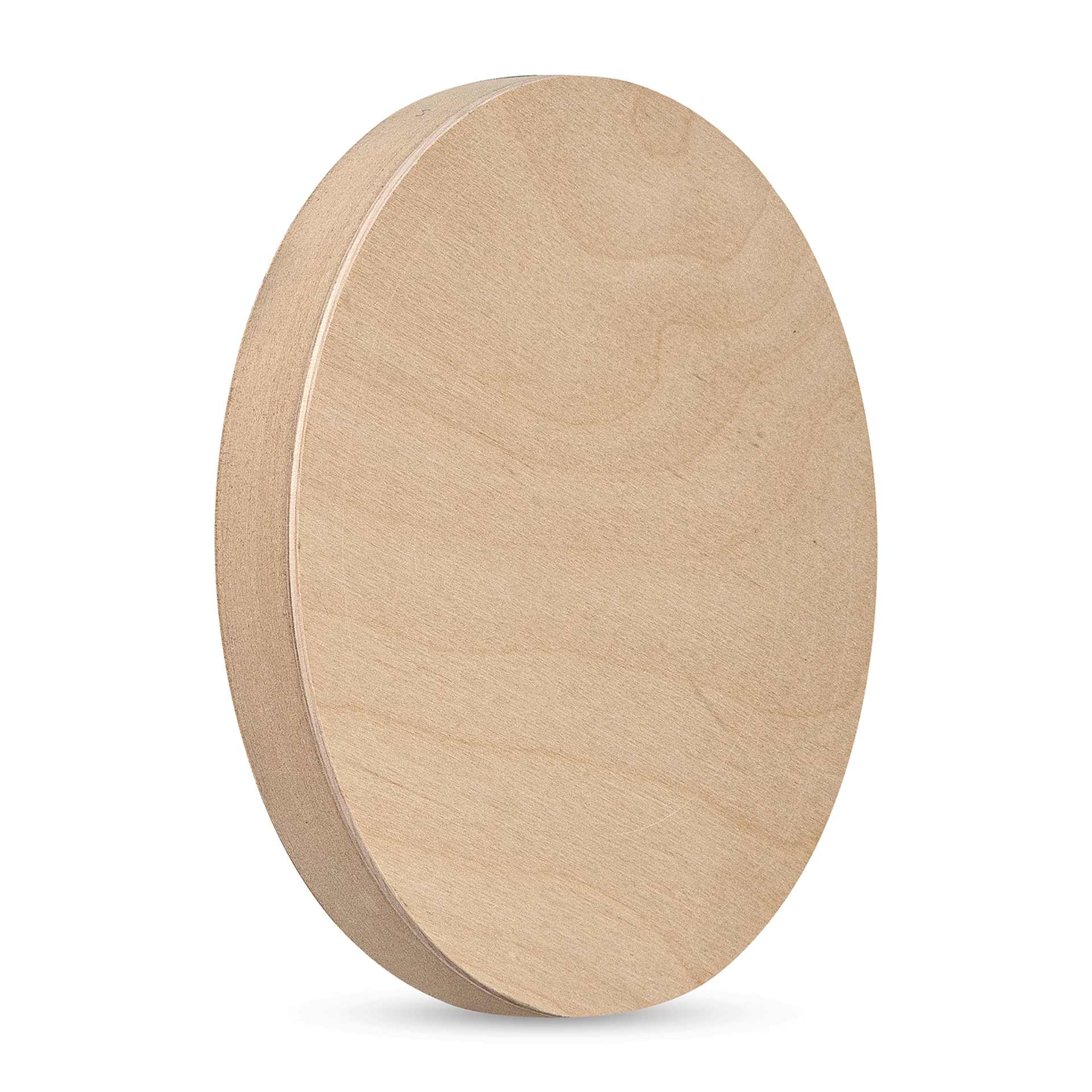 American Easel Cradled Round Birch Painting Panel - 8" Dia. x 7/8" D (Front, Angled view)