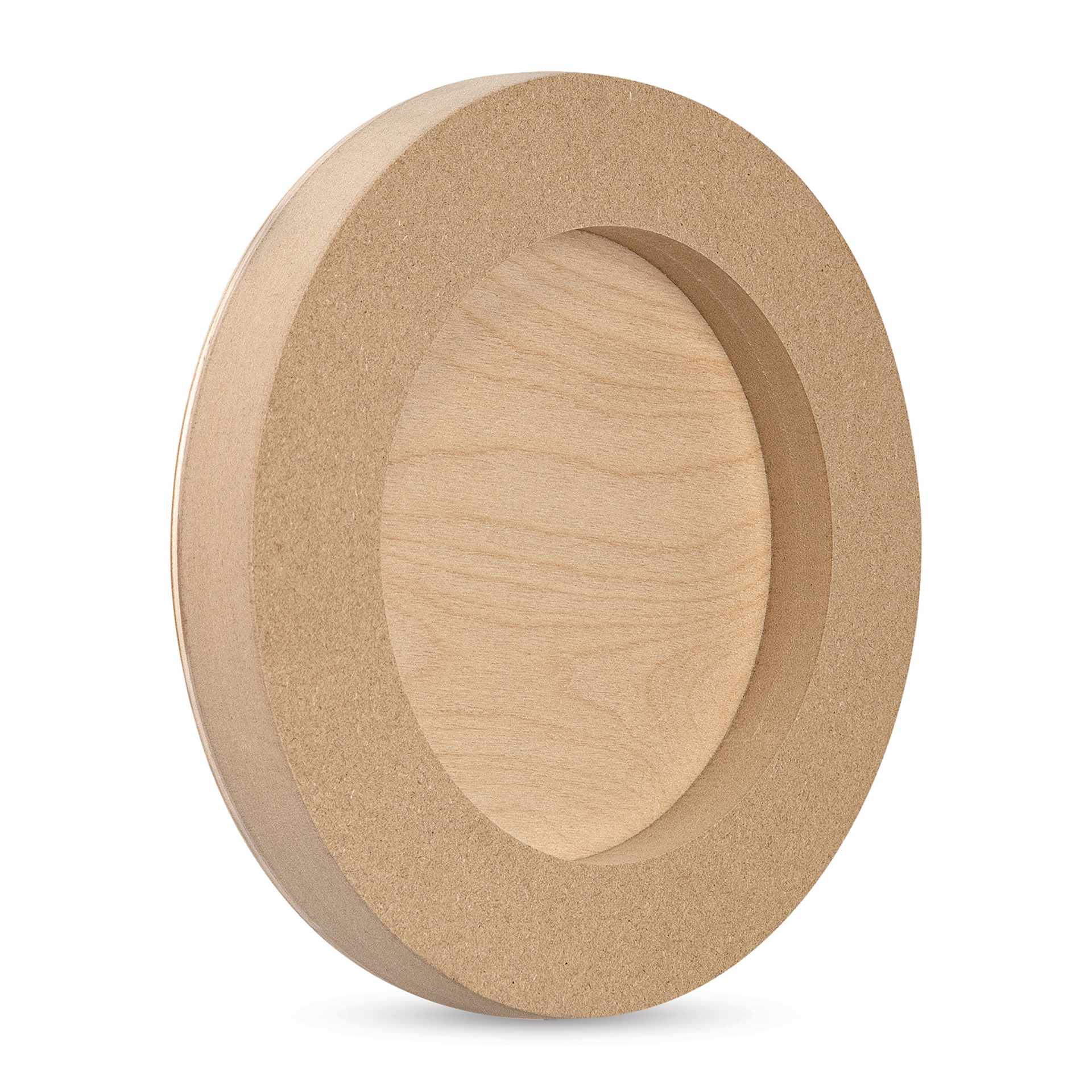 American Easel Cradled Round Birch Painting Panel - 10" Dia. x 7/8" D (Back, Angled view)