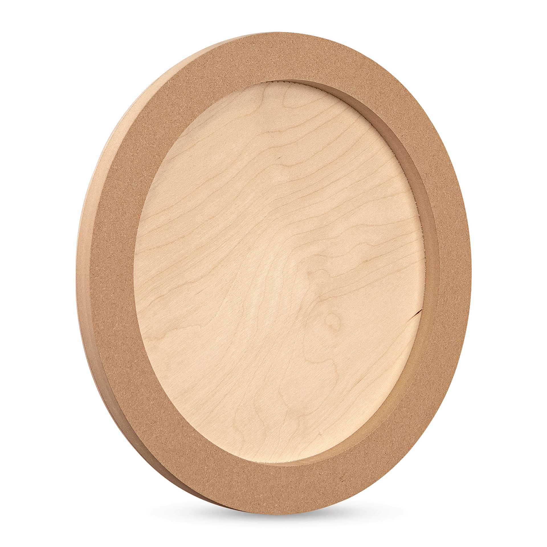 American Easel Cradled Round Birch Painting Panel - 16" Dia. x 7/8" D (Back, Angled view)