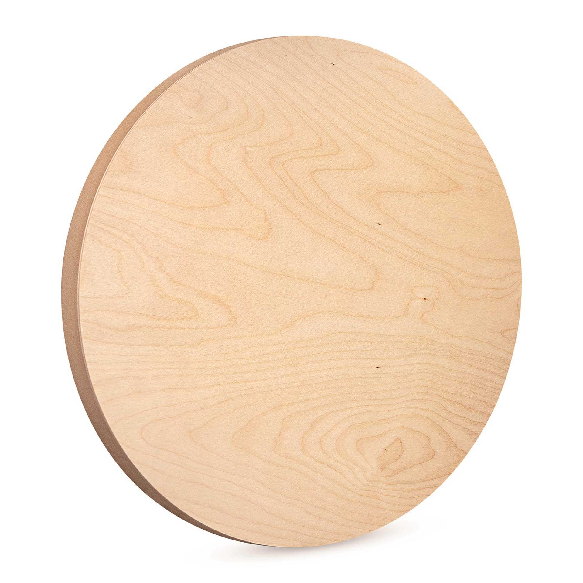 American Easel Cradled Round Birch Painting Panel - 20" Dia. x 7/8" D (Front, Angled view)