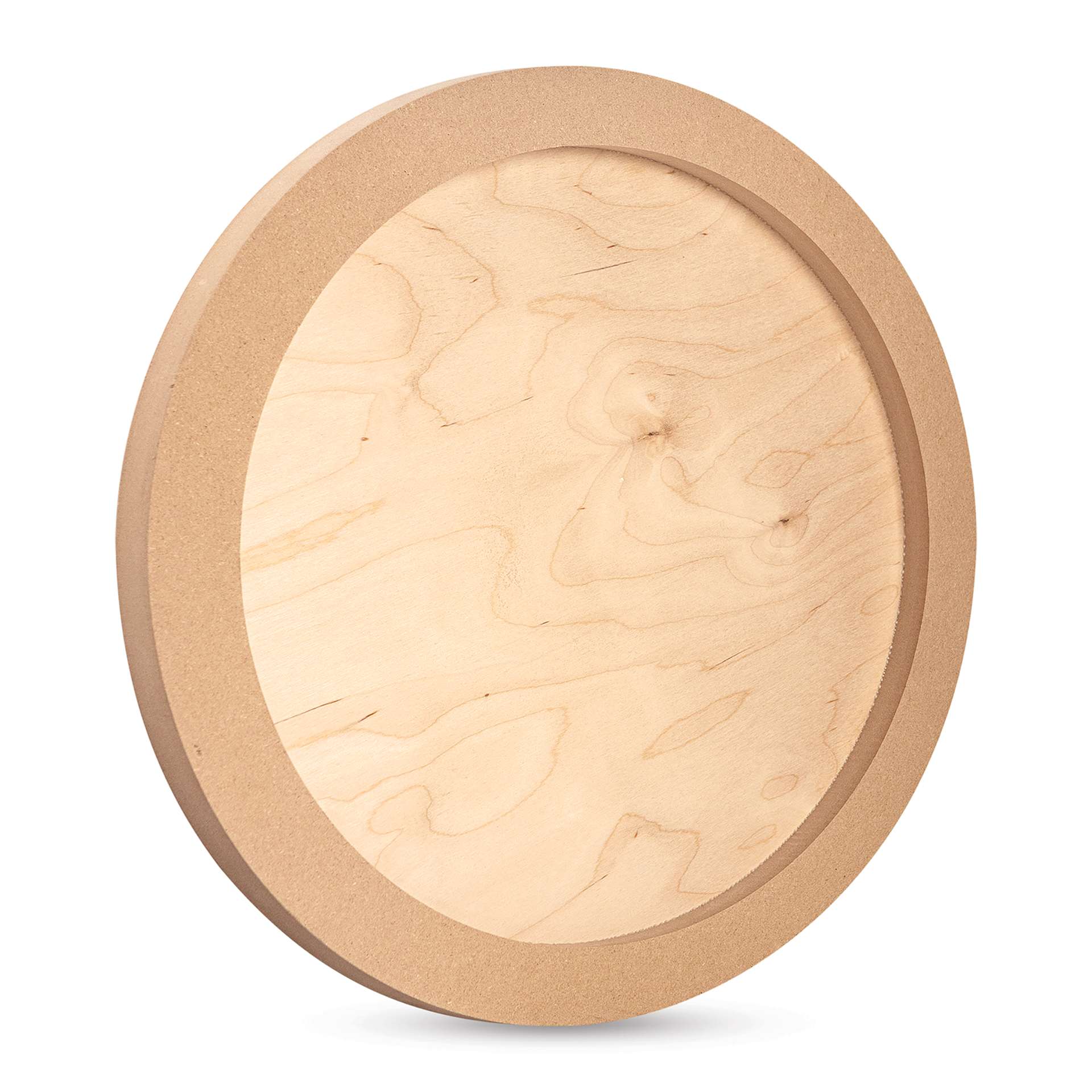 American Easel Cradled Round Birch Painting Panel - 20" Dia. x 7/8" D (Back, Angled view)