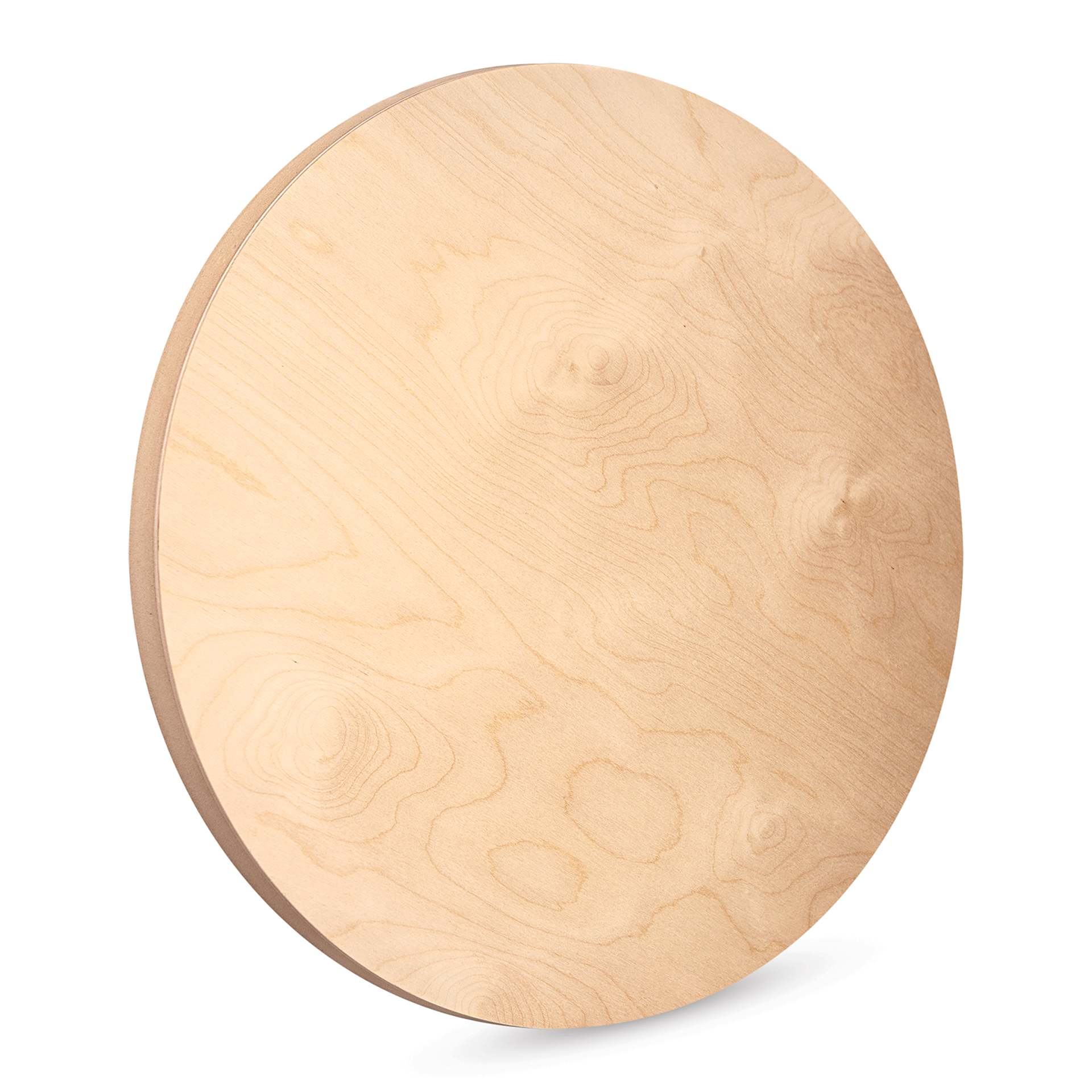 American Easel Cradled Round Birch Painting Panel - 24" Dia. x 7/8" D (Front, Angled view)