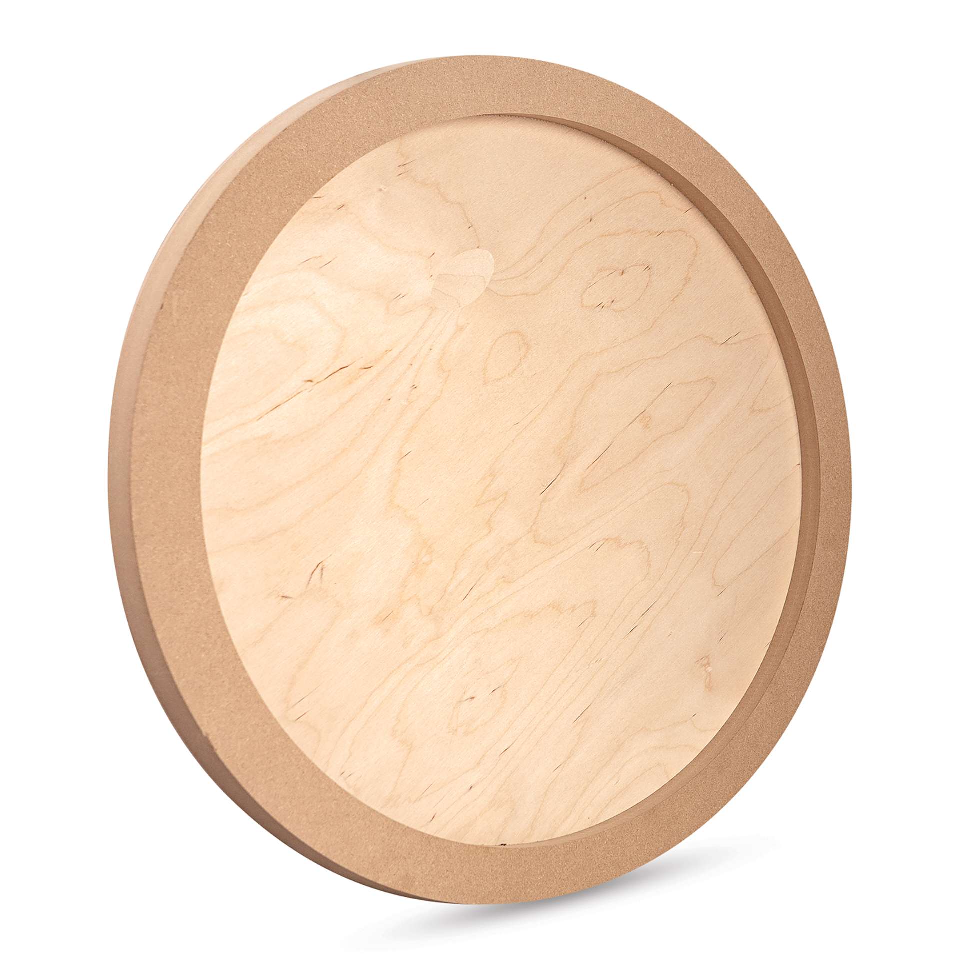 American Easel Cradled Round Birch Painting Panel - 24" Dia. x 7/8" D (Back, Angled view)
