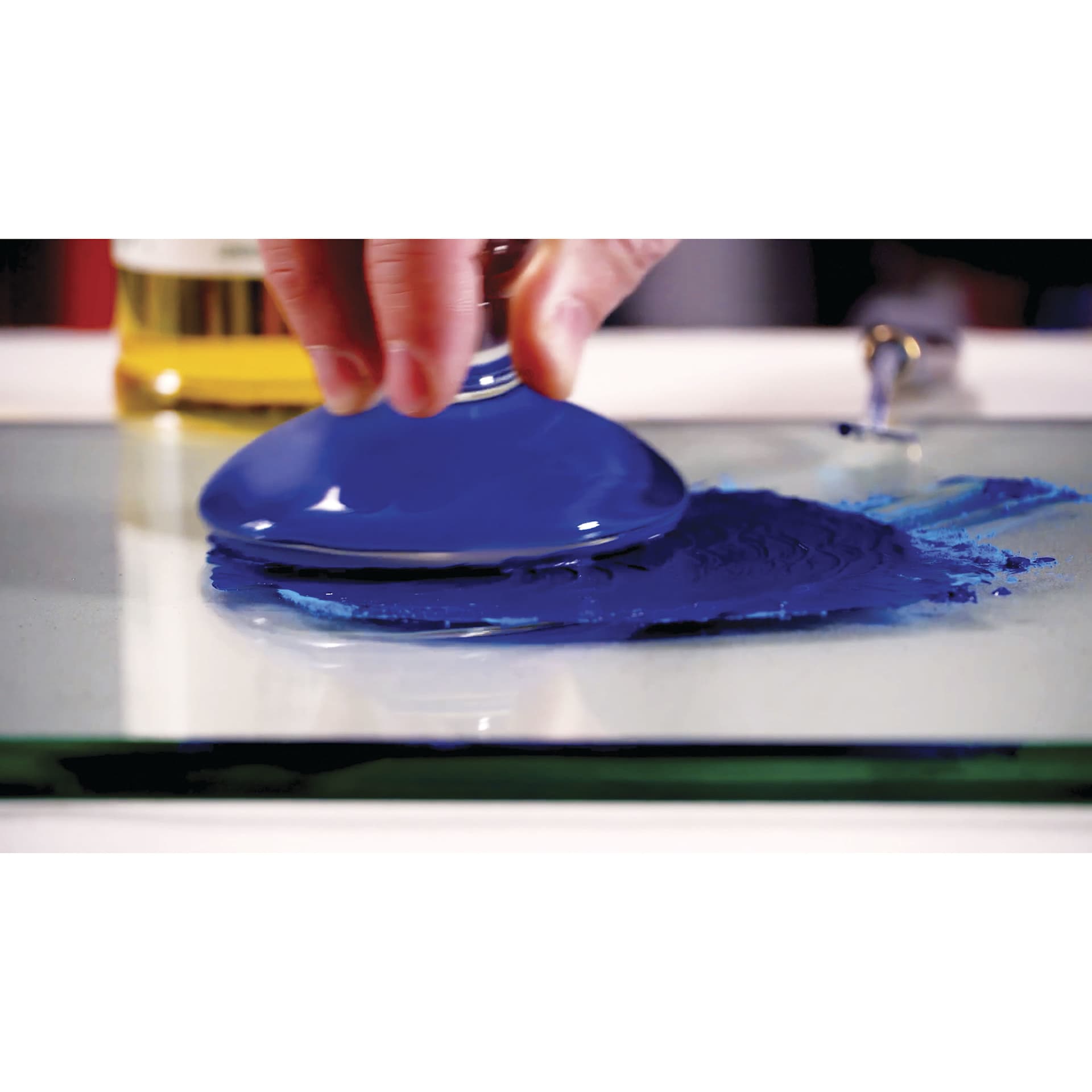 Paint Muller Set, blue paint on grinding plate