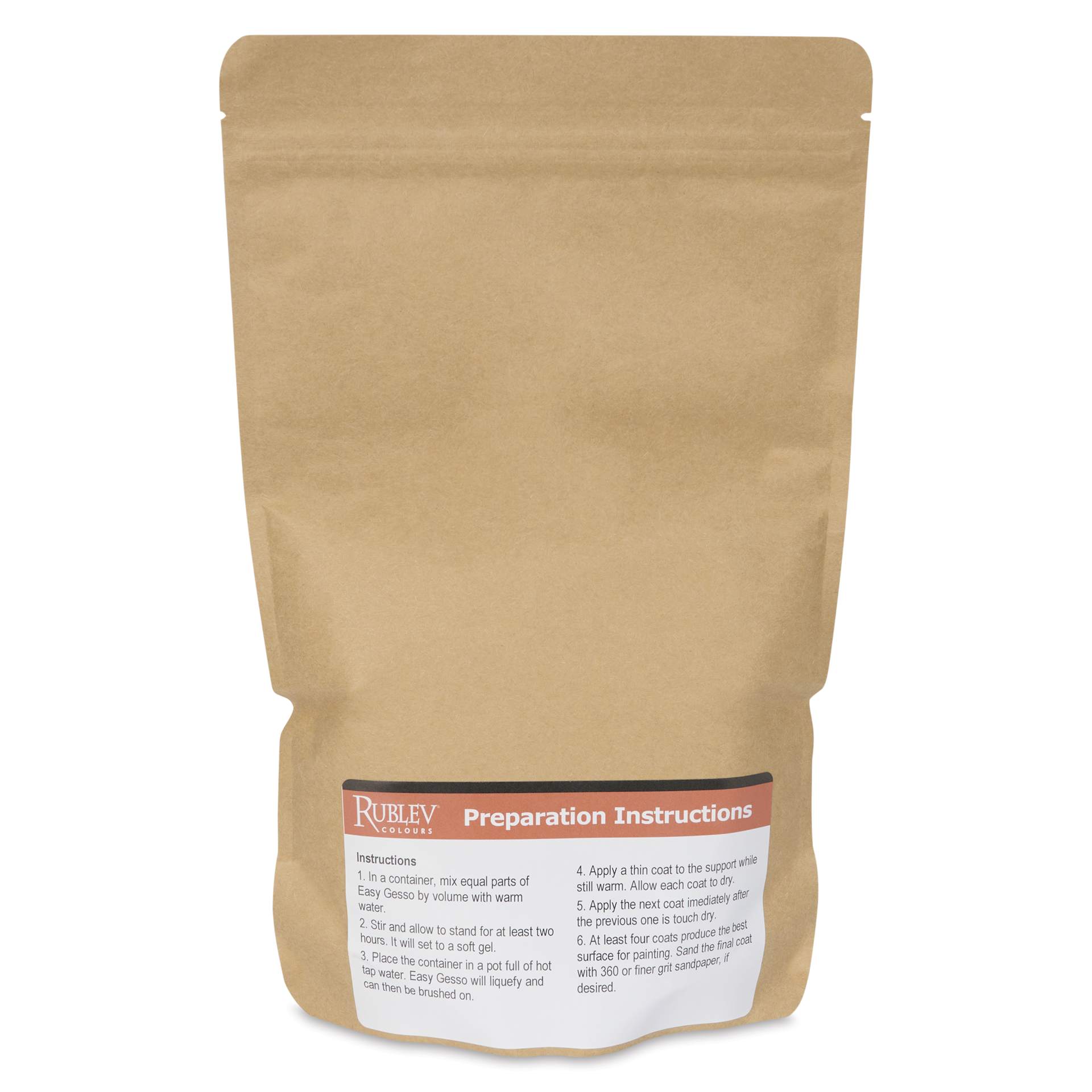 Rublev Easy Gesso Powdered Primer - Extra Fine, 500 g back of package