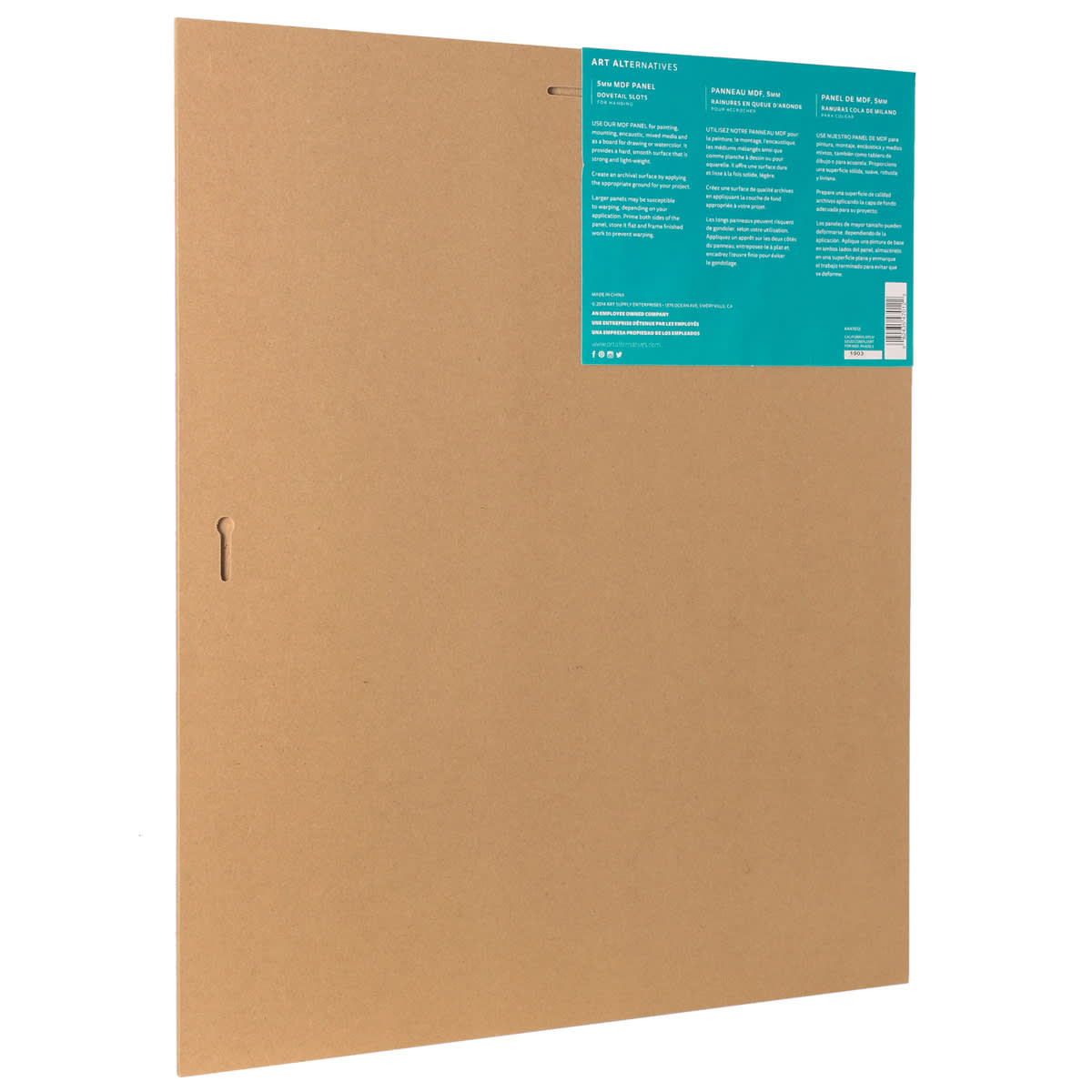 Art Alternatives MDF Panel - 16" x 20", back of packaging