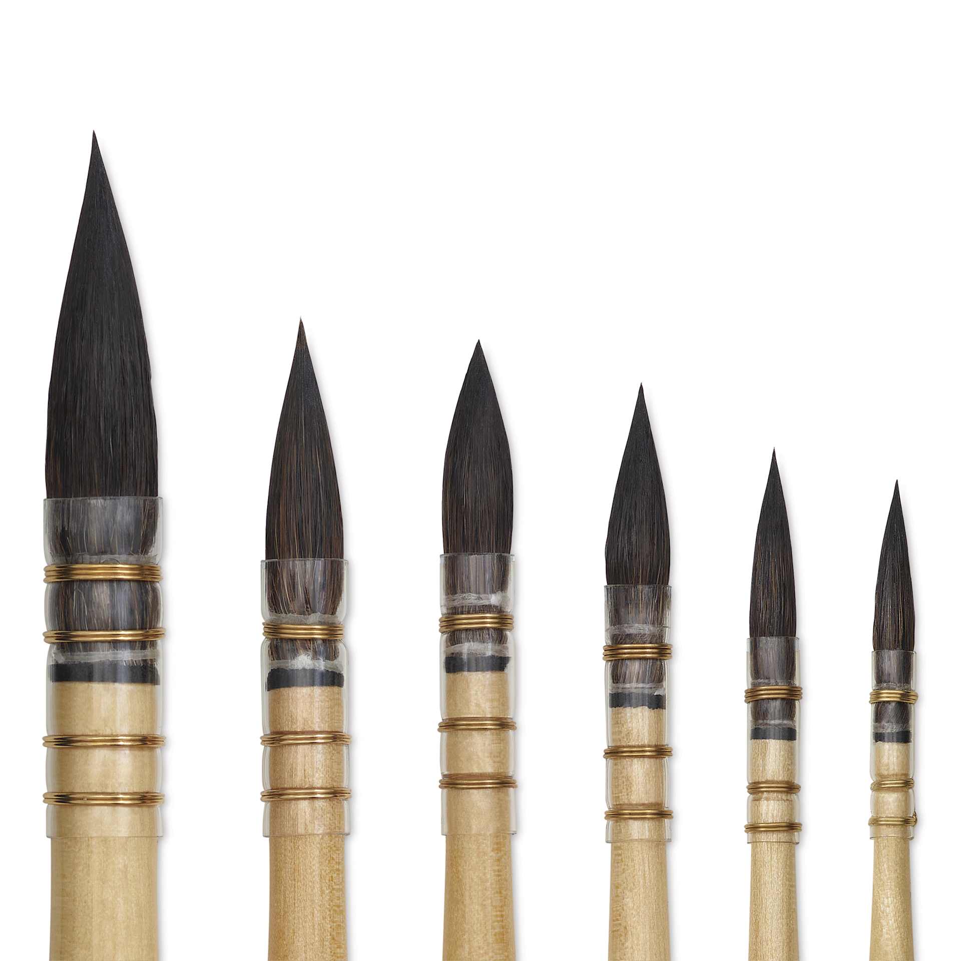Da Vinci Petit Gris Pur Blue Squirrel Brush - 4015 Quill, Set of 6, close-up