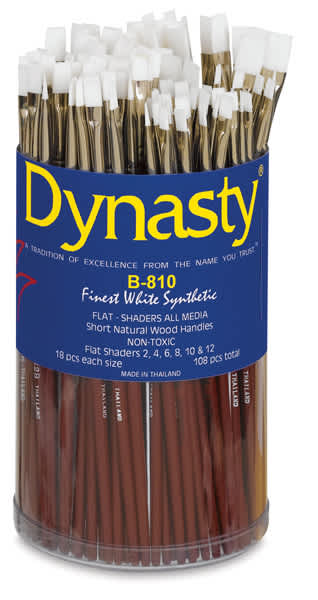 
Finest White Synthetic Flat Shader, 108 Brush Assortment Short Handle Outside of Package