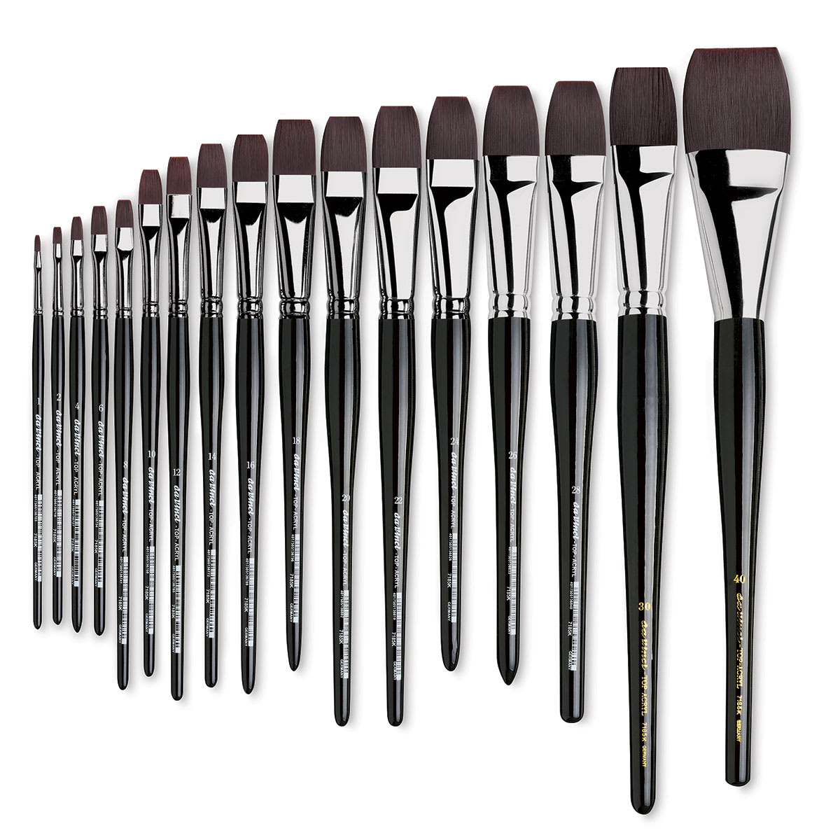Da Vinci Top Acryl Synthetic Brushes- Assorted sizes of Short Handle Bright Brushes shown