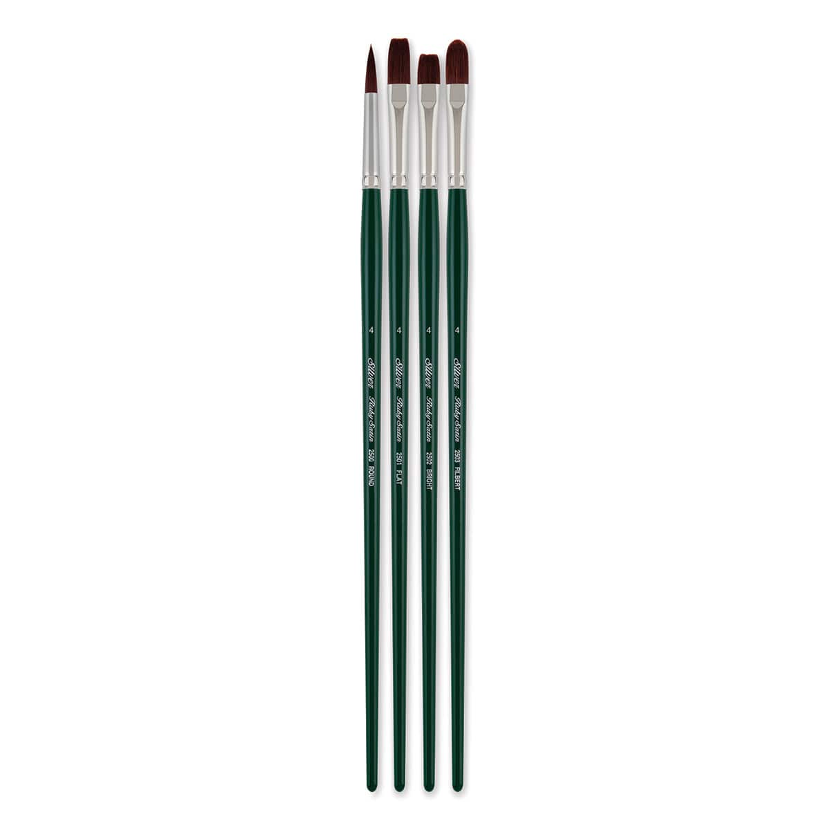 Silver Brush Ruby Satin Synthetic Brushes - Basics, Set of 4, Long Handle