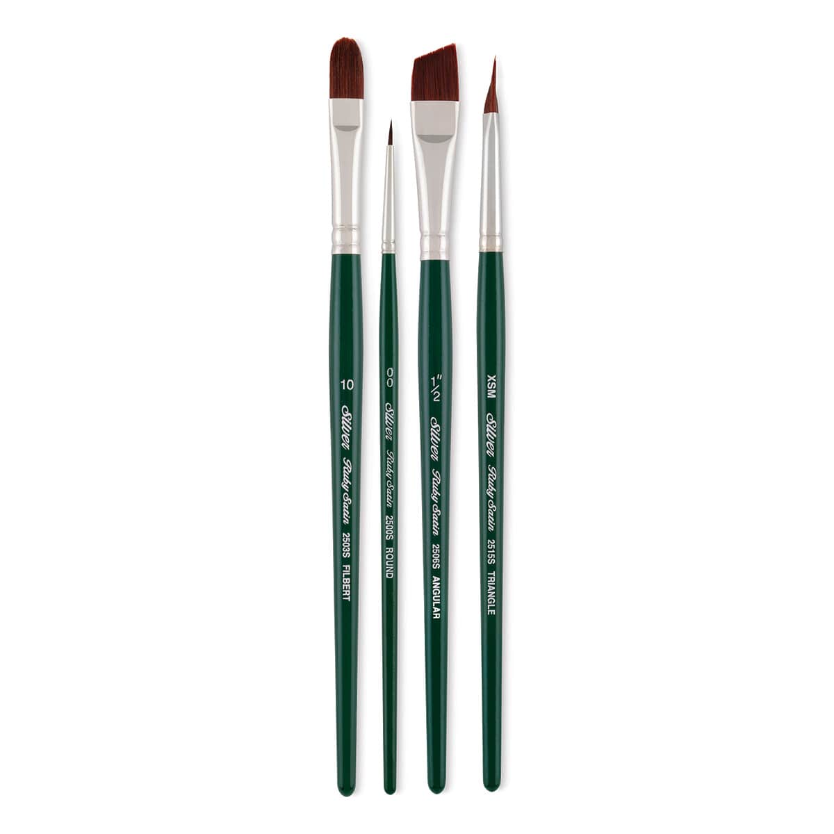 Silver Brush Ruby Satin Synthetic Brushes - Basics, Set of 4, Short Handle