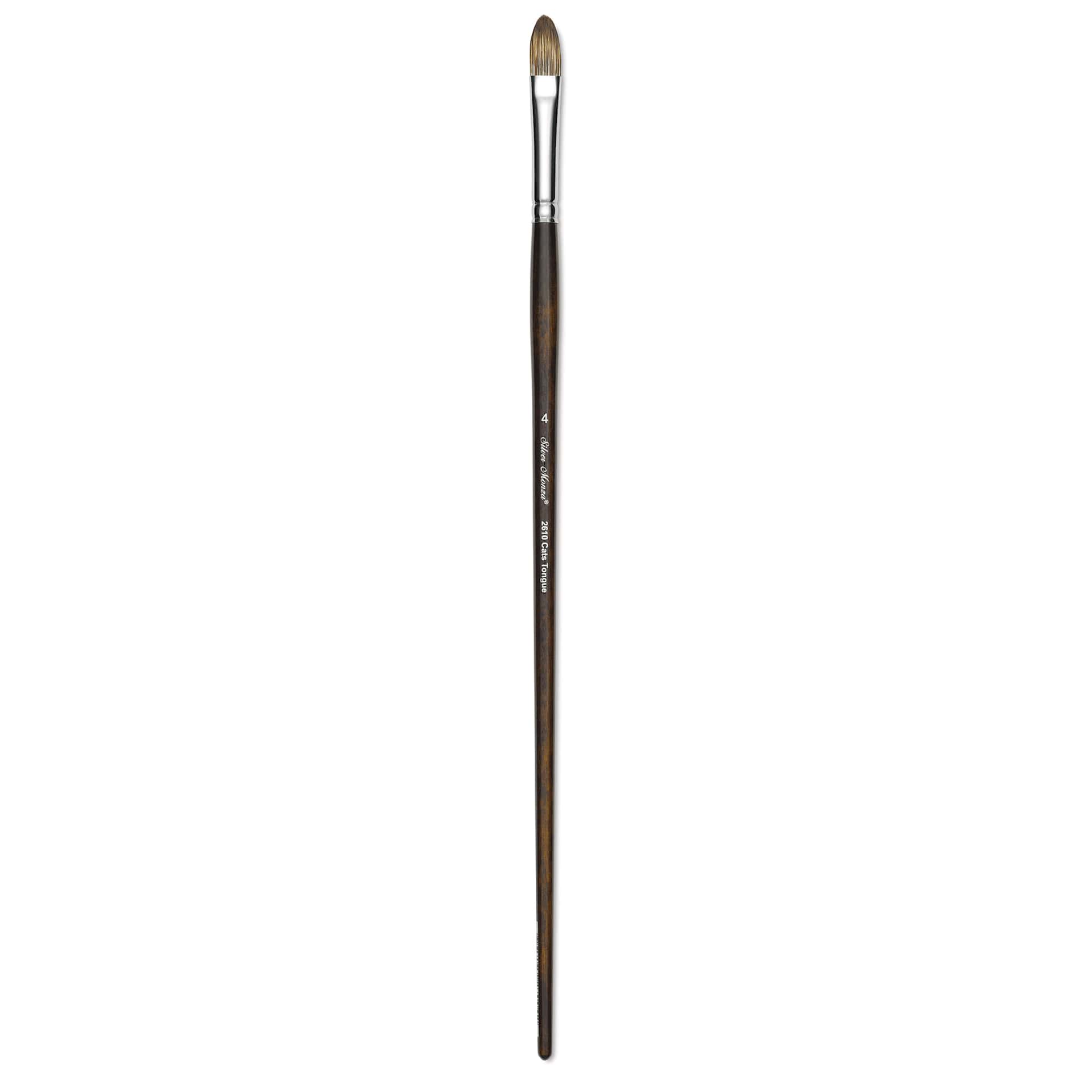 Silver Brush Monza Synthetic Mongoose Artist Brush - Long Handle, Cat's Tongue, Size 4
