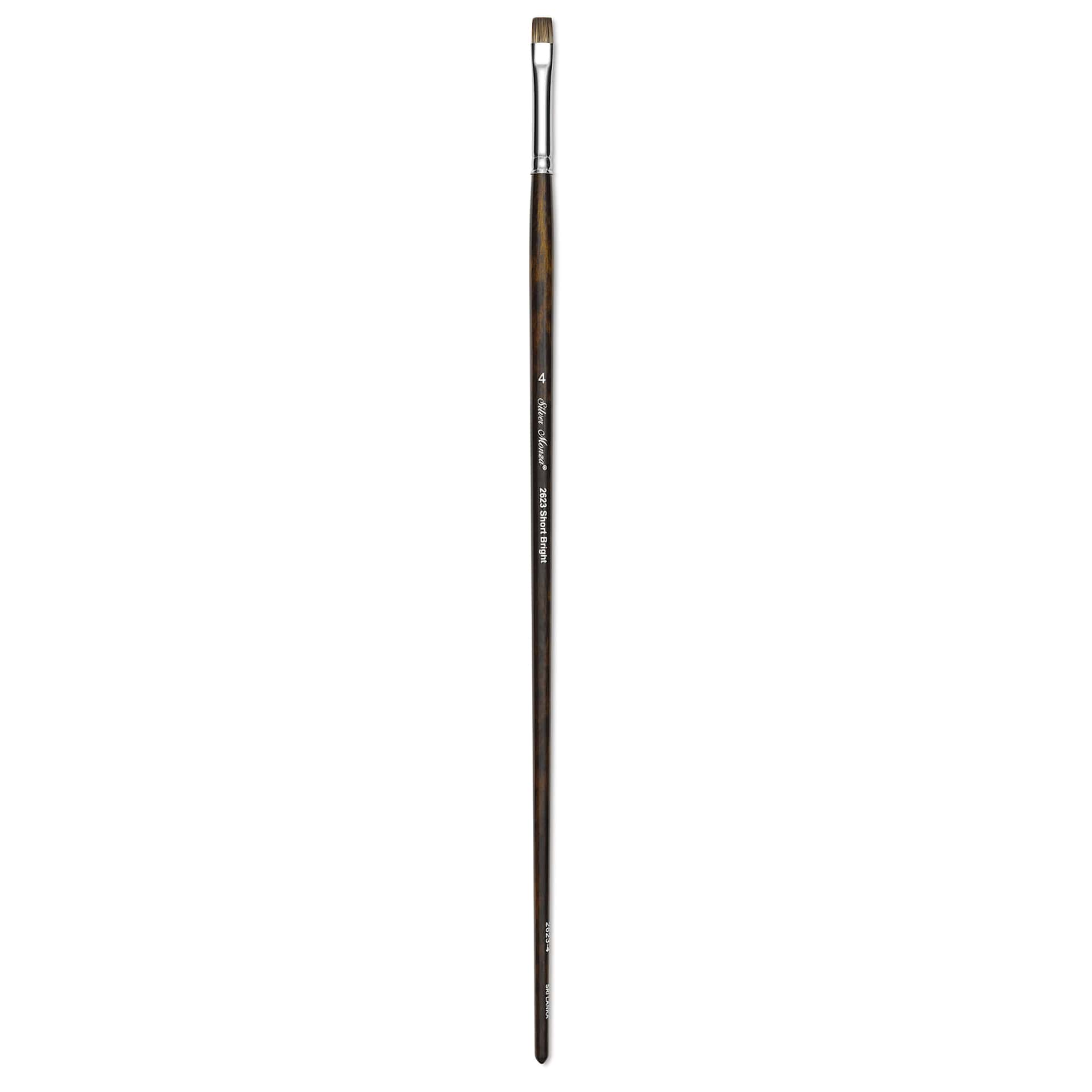 Silver Brush Monza Synthetic Mongoose Artist Brush - Long Handle, Short Bright, Size 4