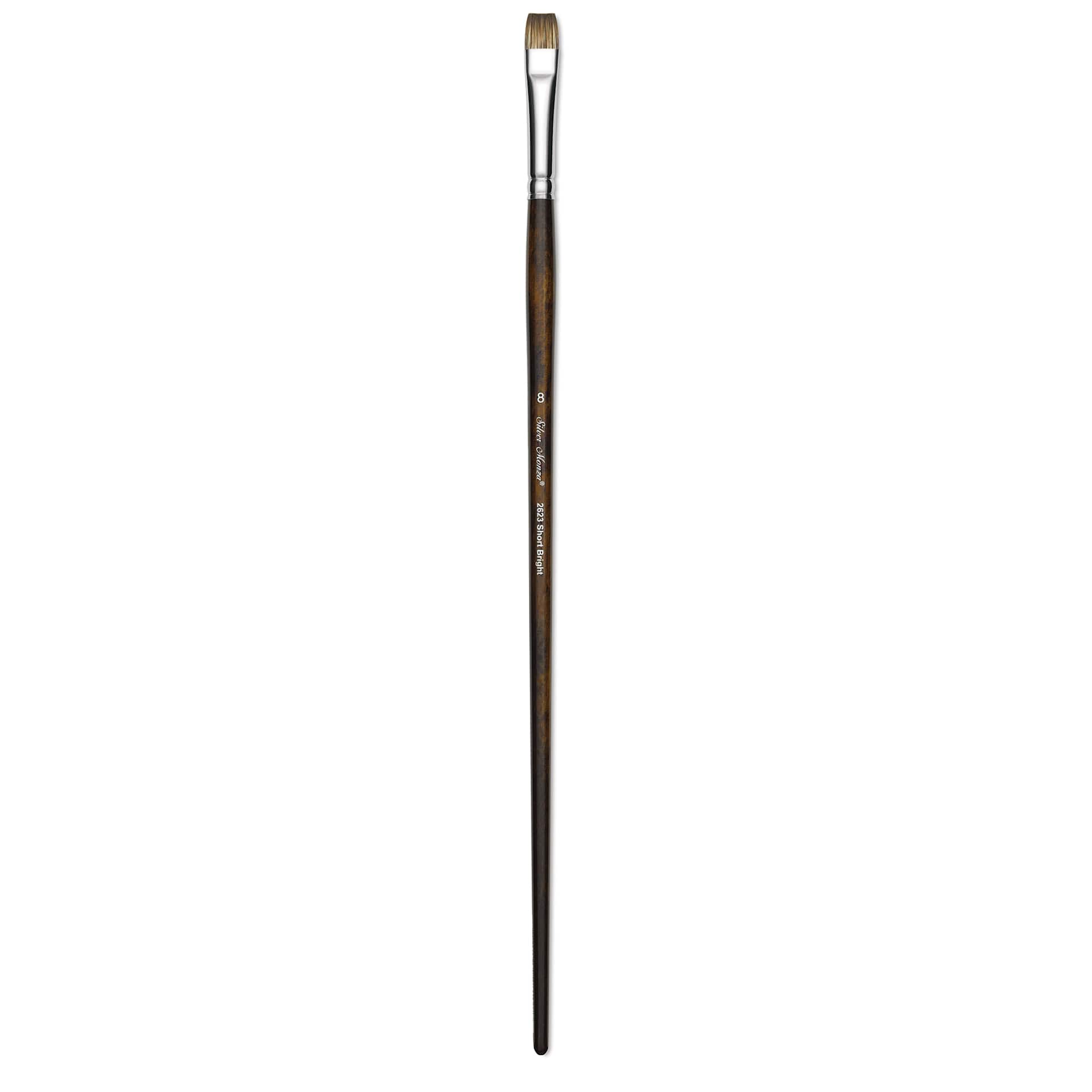 Silver Brush Monza Synthetic Mongoose Artist Brush - Long Handle, Short Bright, Size 8